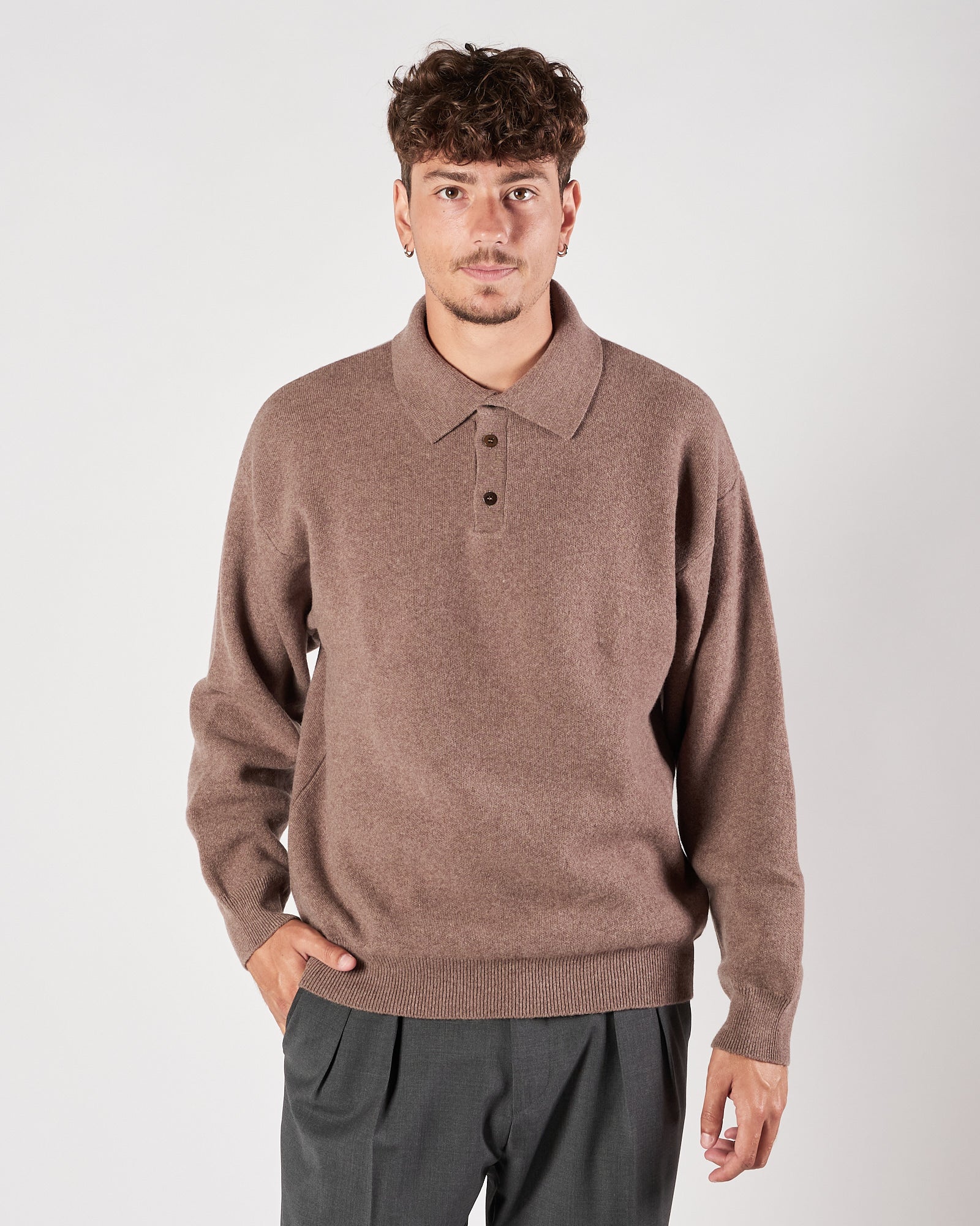 Polo Daniele Fiesoli in lana e cachemere tortora
