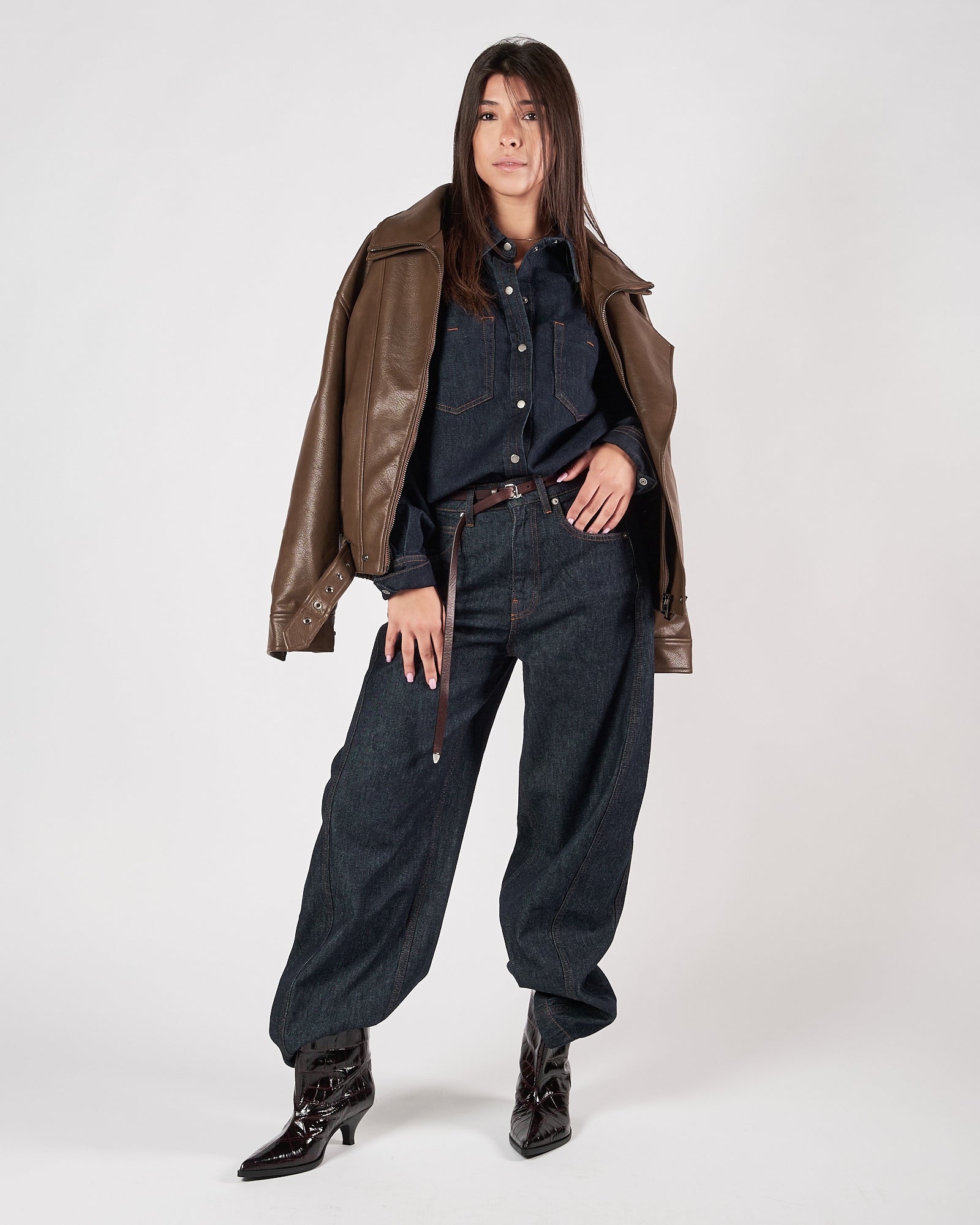 Bomber Eleh over in eco pelle  fango