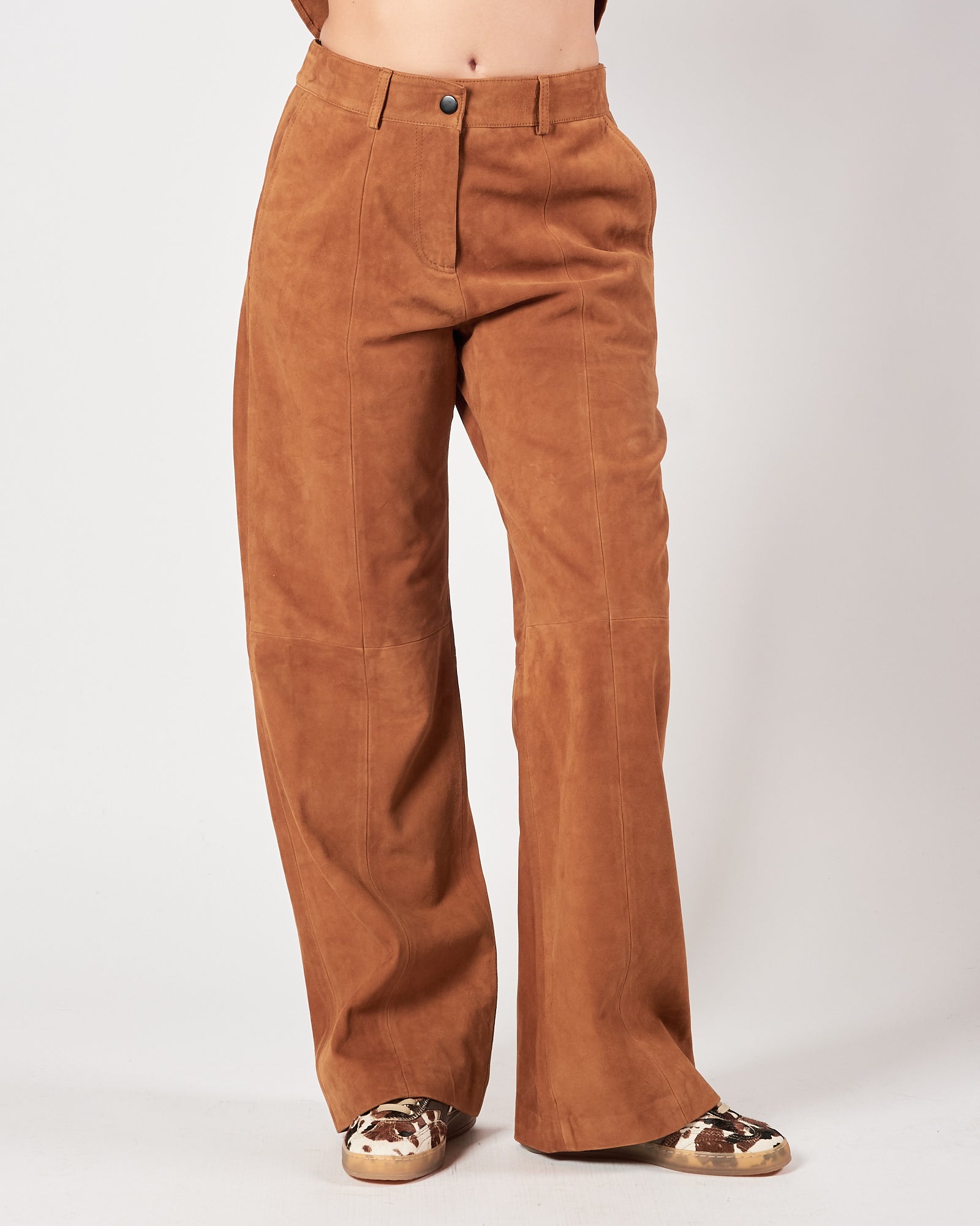Pantalone Tela9 largo in suede ruggine