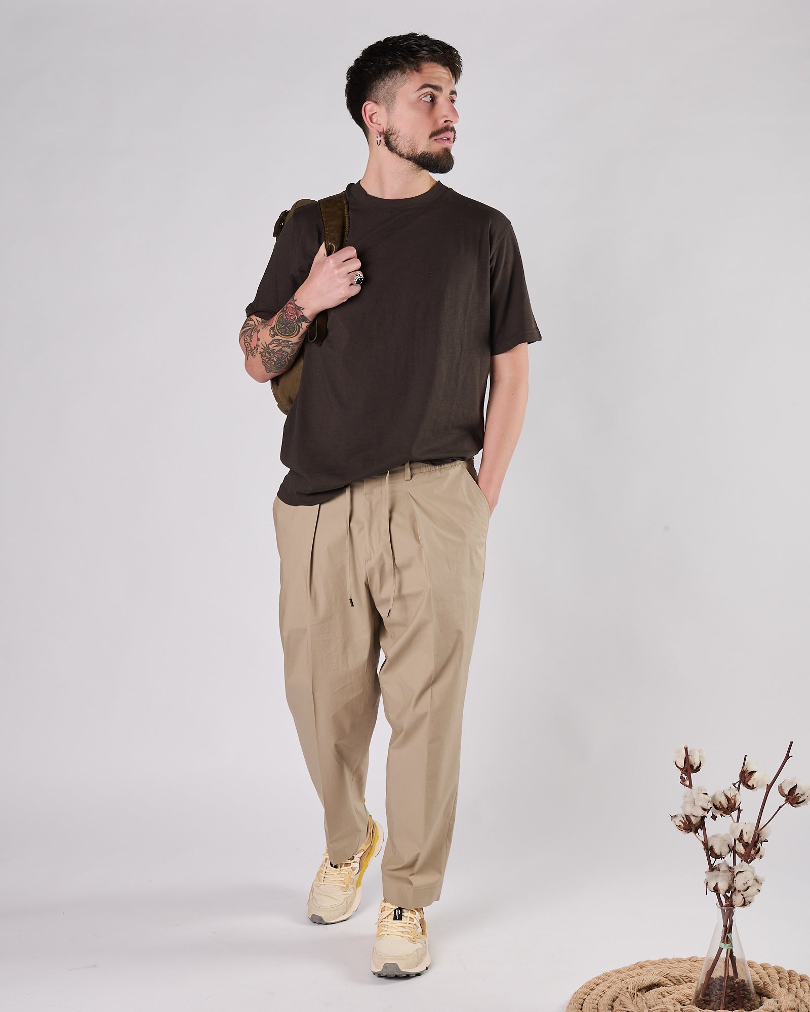 T-shirt Aimé regular cotone fiammato moro