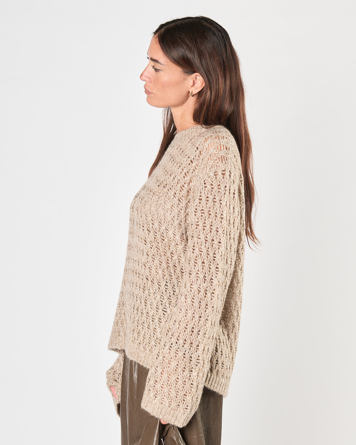 Maglia Eleh in maglia traforata beige