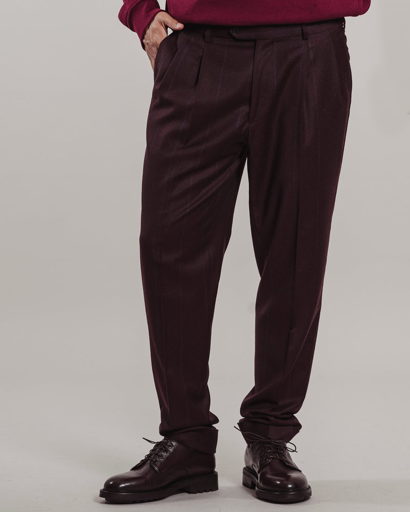 Pantalone Luigi Bianchi doppia pence bordeaux