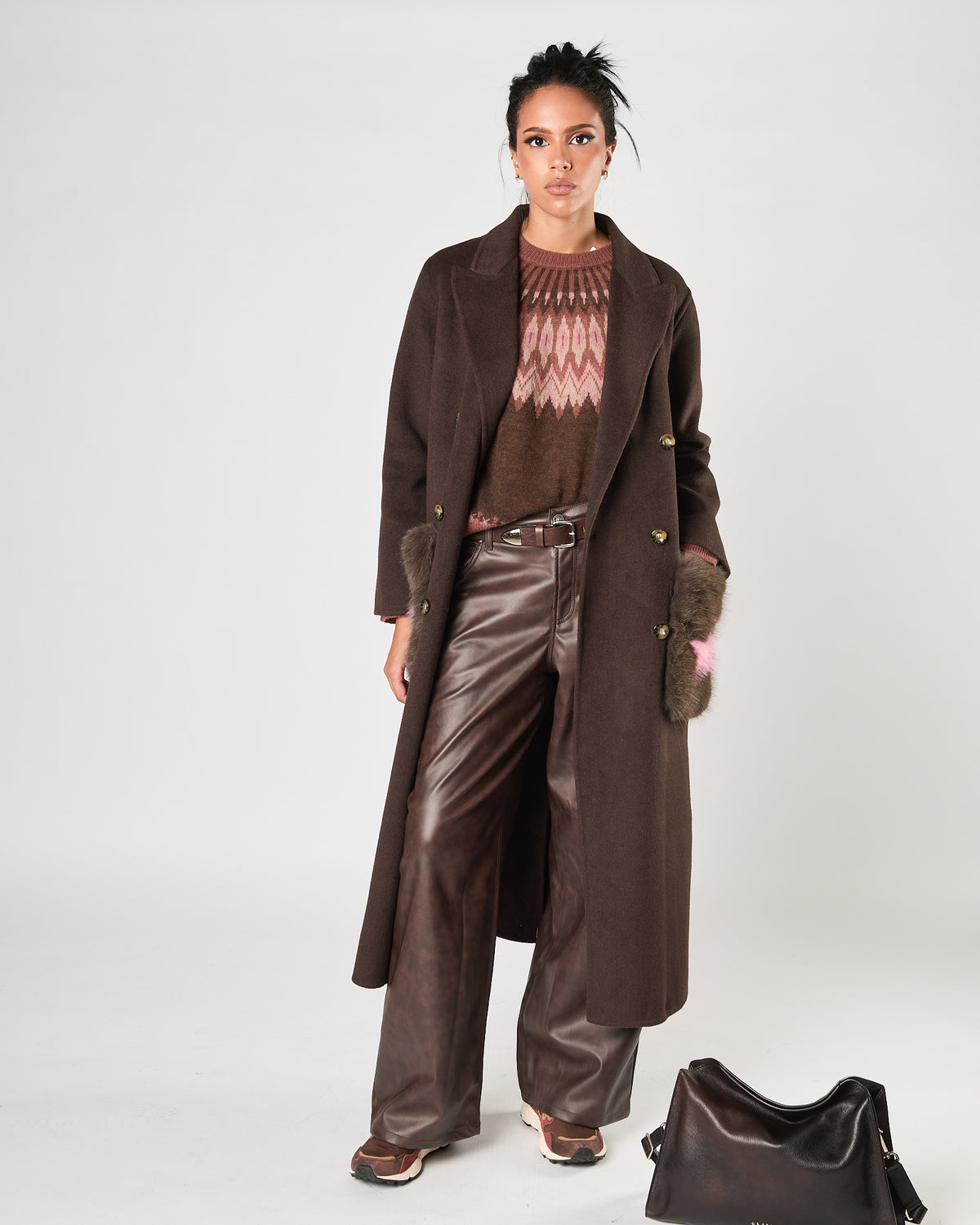 Cappotto Since're Paris marrone tasche fantasia