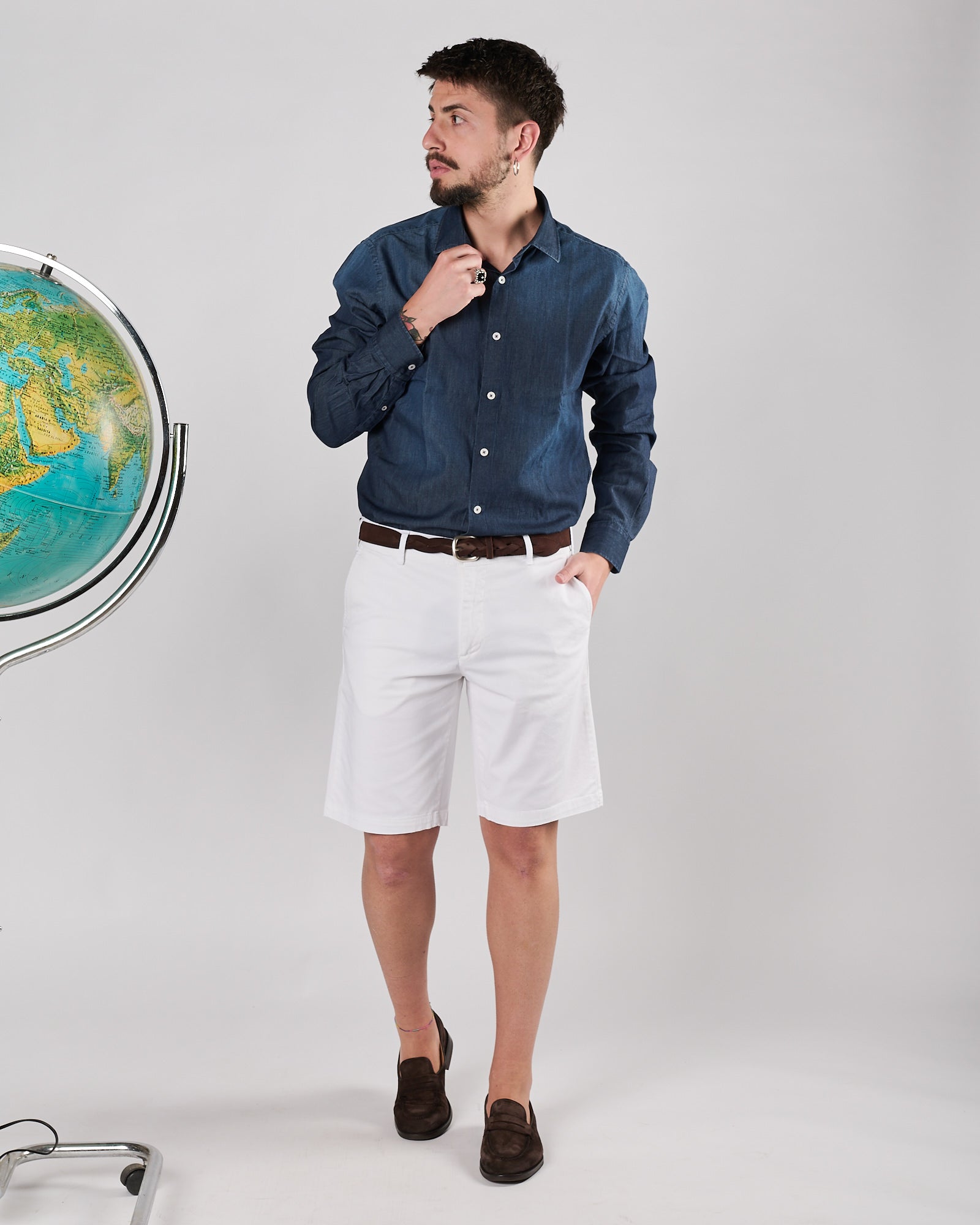 Camicia Alessandro Lamura in denim scuro blu