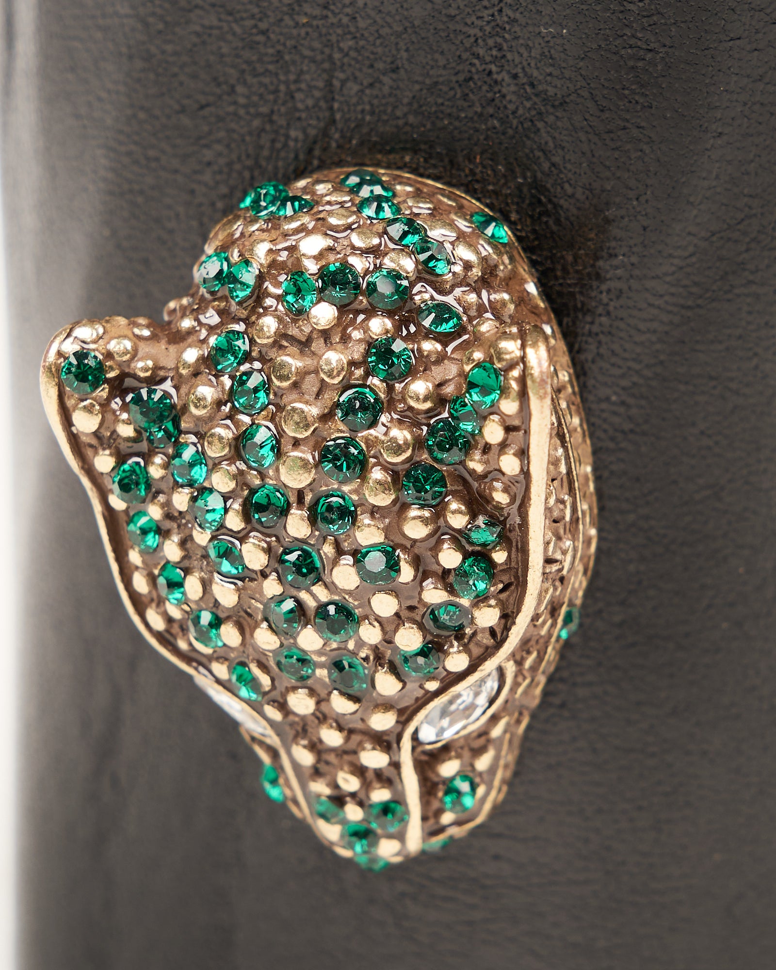 Bracciale  Alberto Luti nero con pantera verde/oro