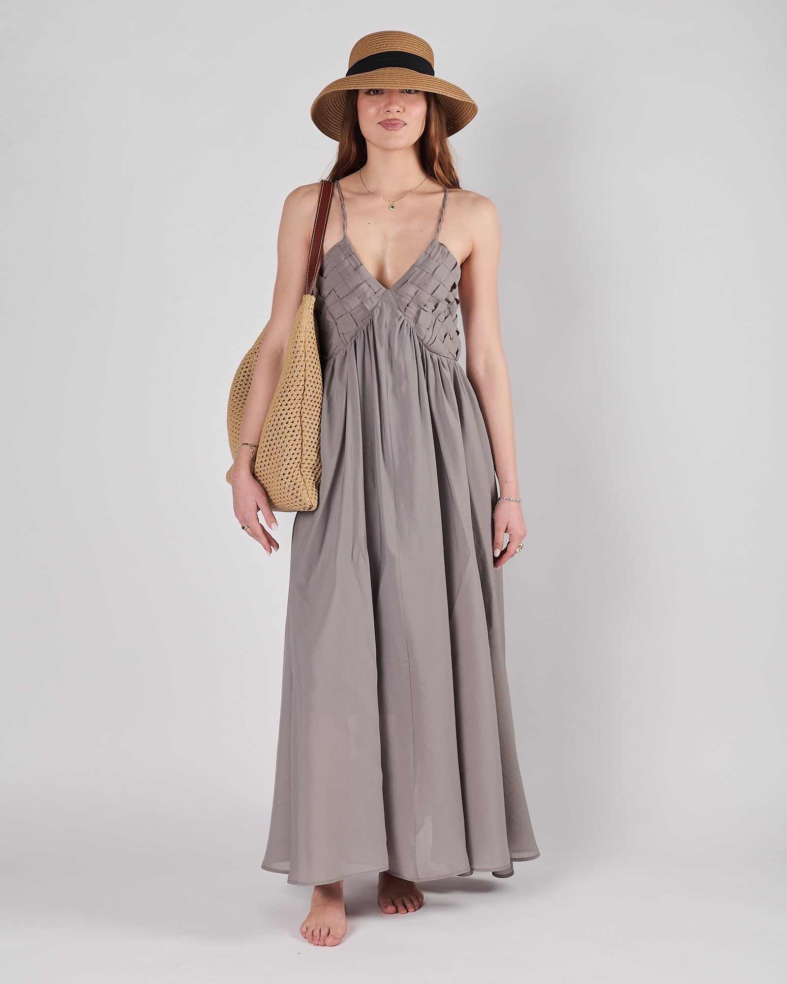 Abito Eleh lungo scivolato grigio