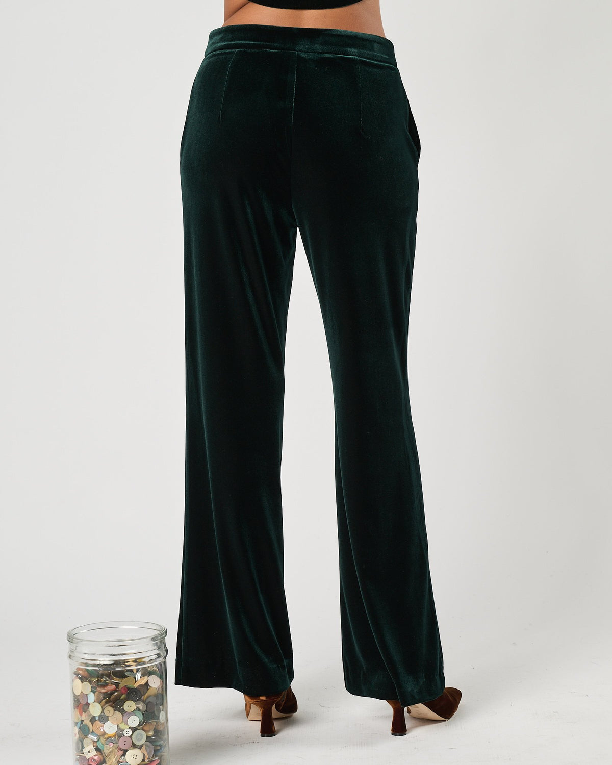 Tailleur Carla Ruiz in velluto liscio verde