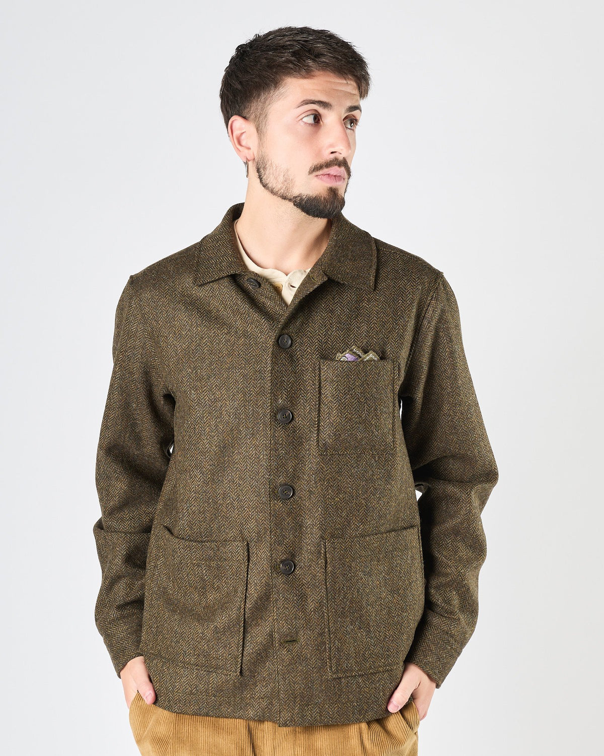 Giacca Camicia Xacus morbida spinata verde bosco