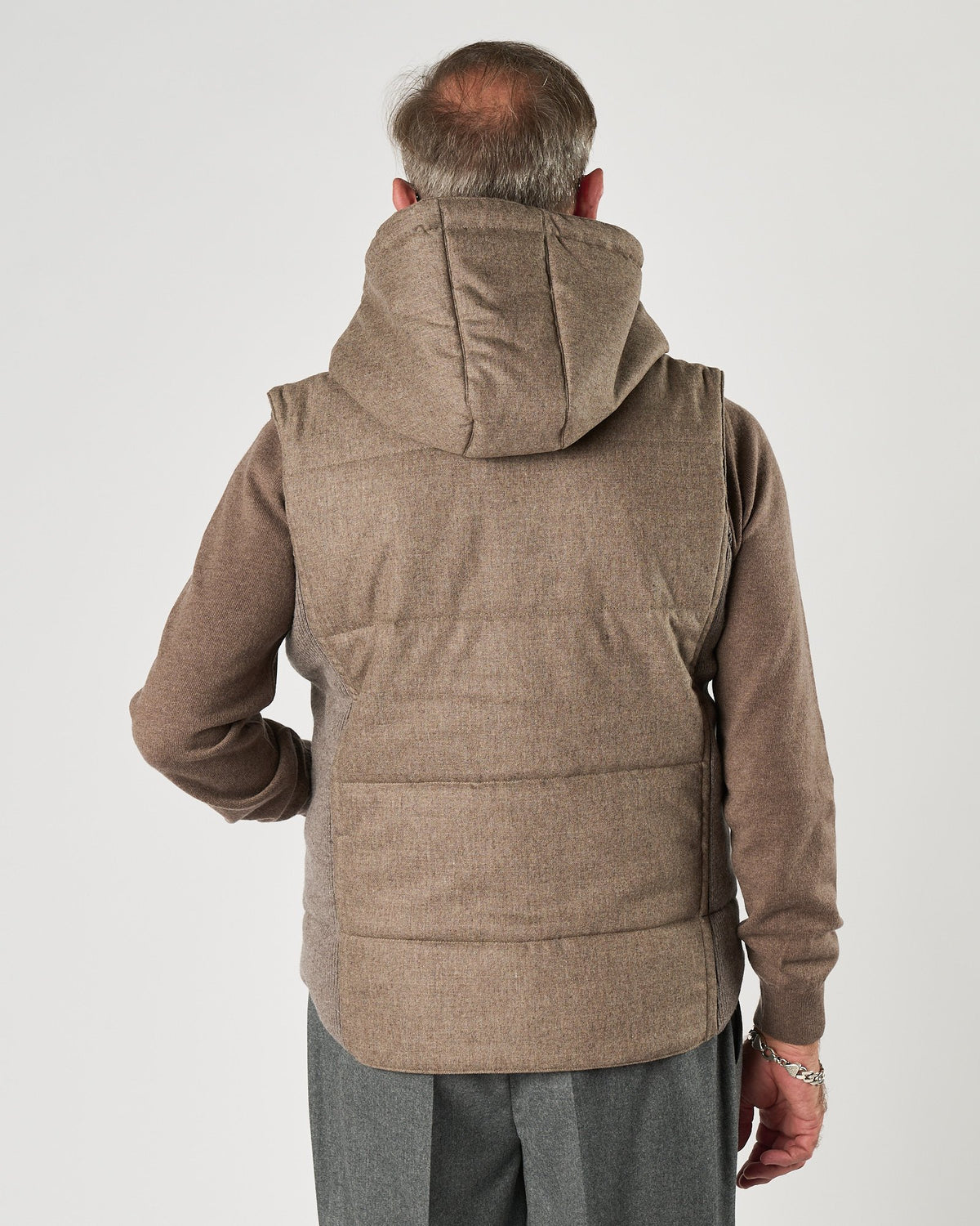 Gilet A|STORE in flanella trapuntato tortora