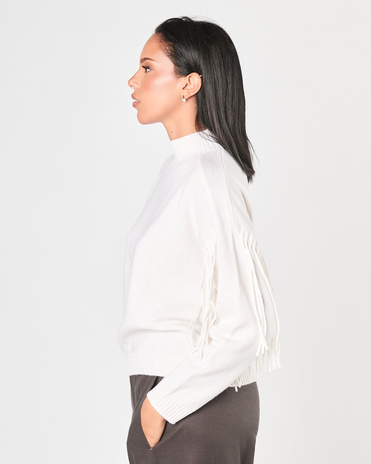 Maglia Since're Paris collo alto cream con frange