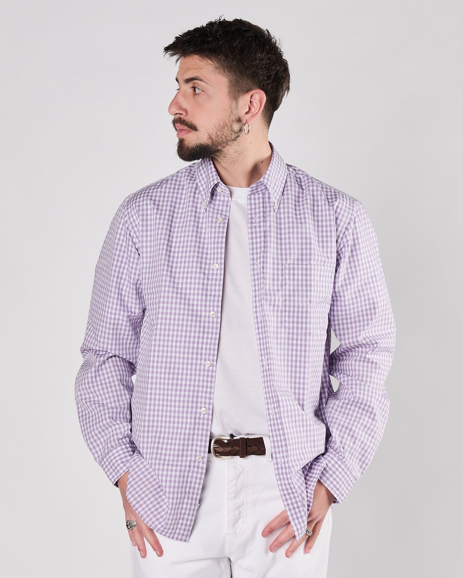 Camicia Xacus a quadretti lilla