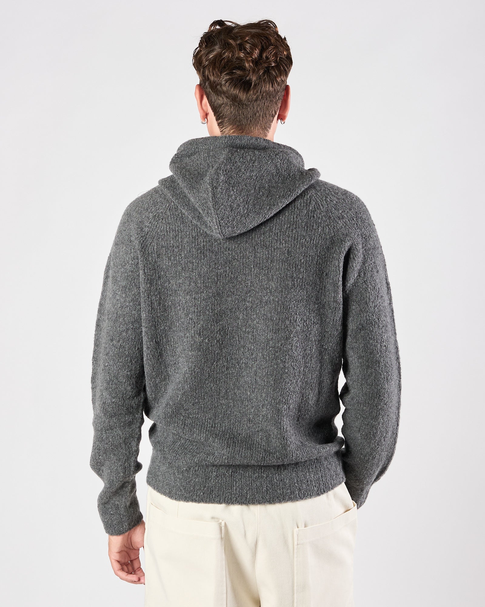 Maglia A|STORE lana e cachemere con cappuccio grigio antracite