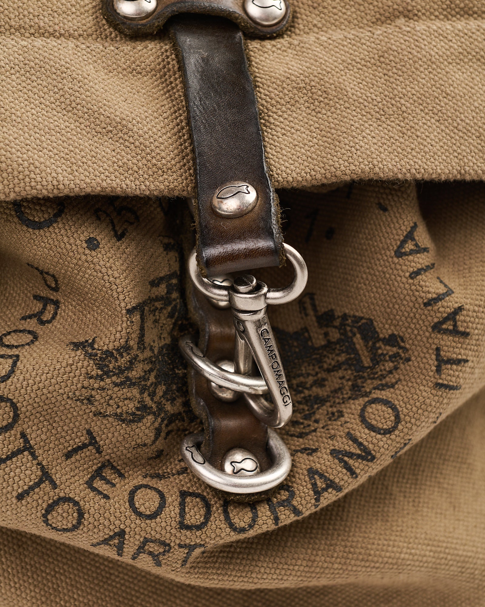 Zaino Campomaggi Pittosporo in canvas vacchetta naturale moro nera