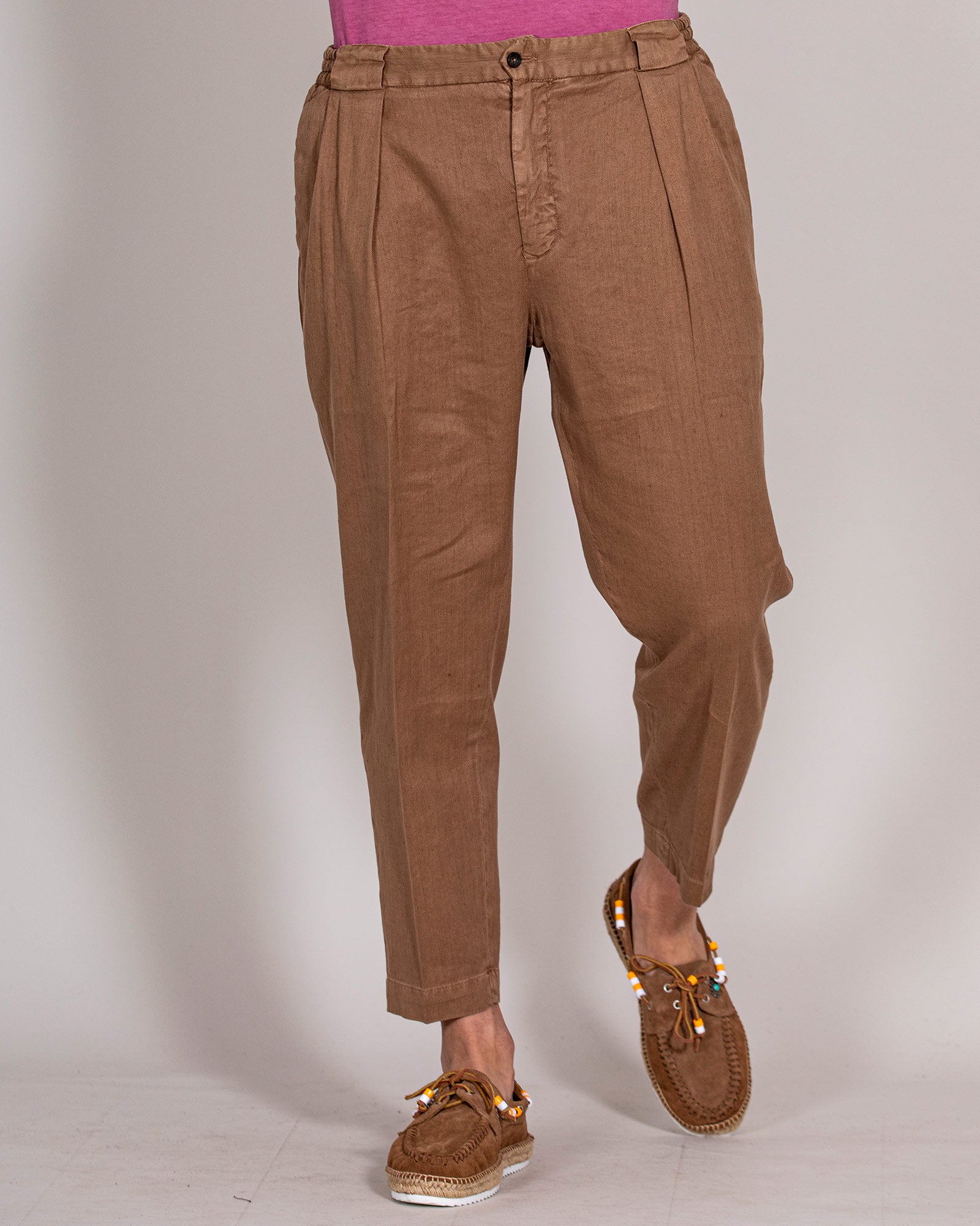 Pantalone doppia pence coccio