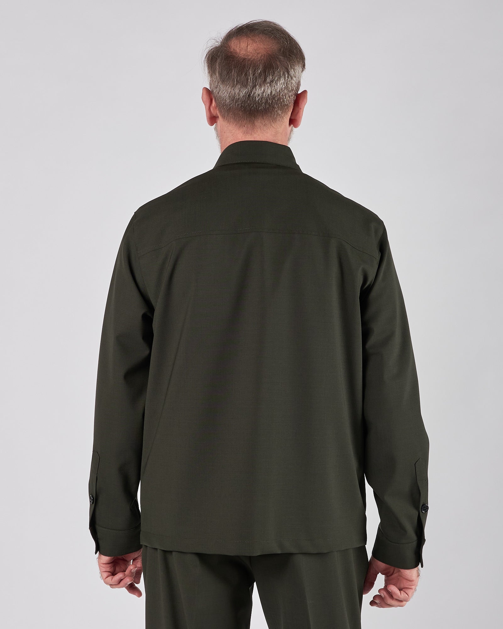 Giacca camicia A|STORE in lana vergine verde