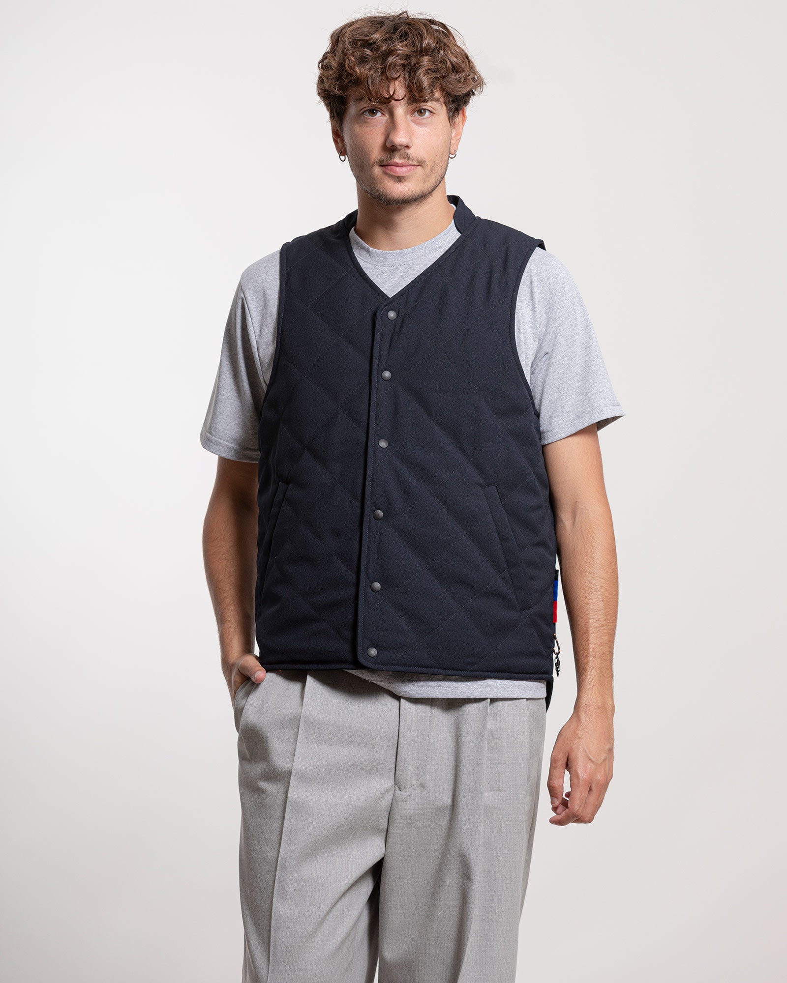 Gilet Adhoconcept trapuntato blu