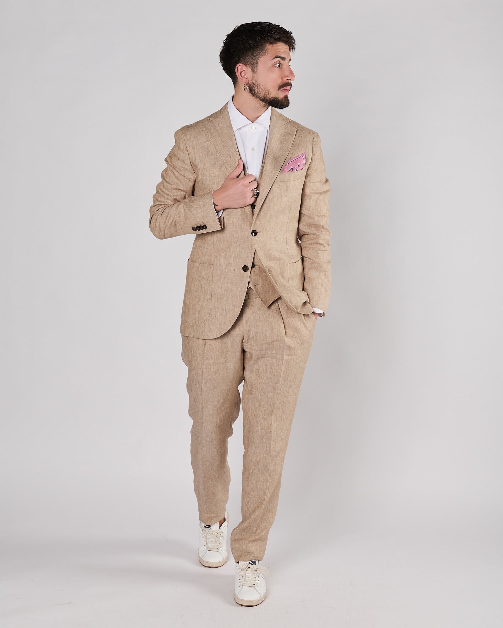 Gilet A|STORE in lino beige