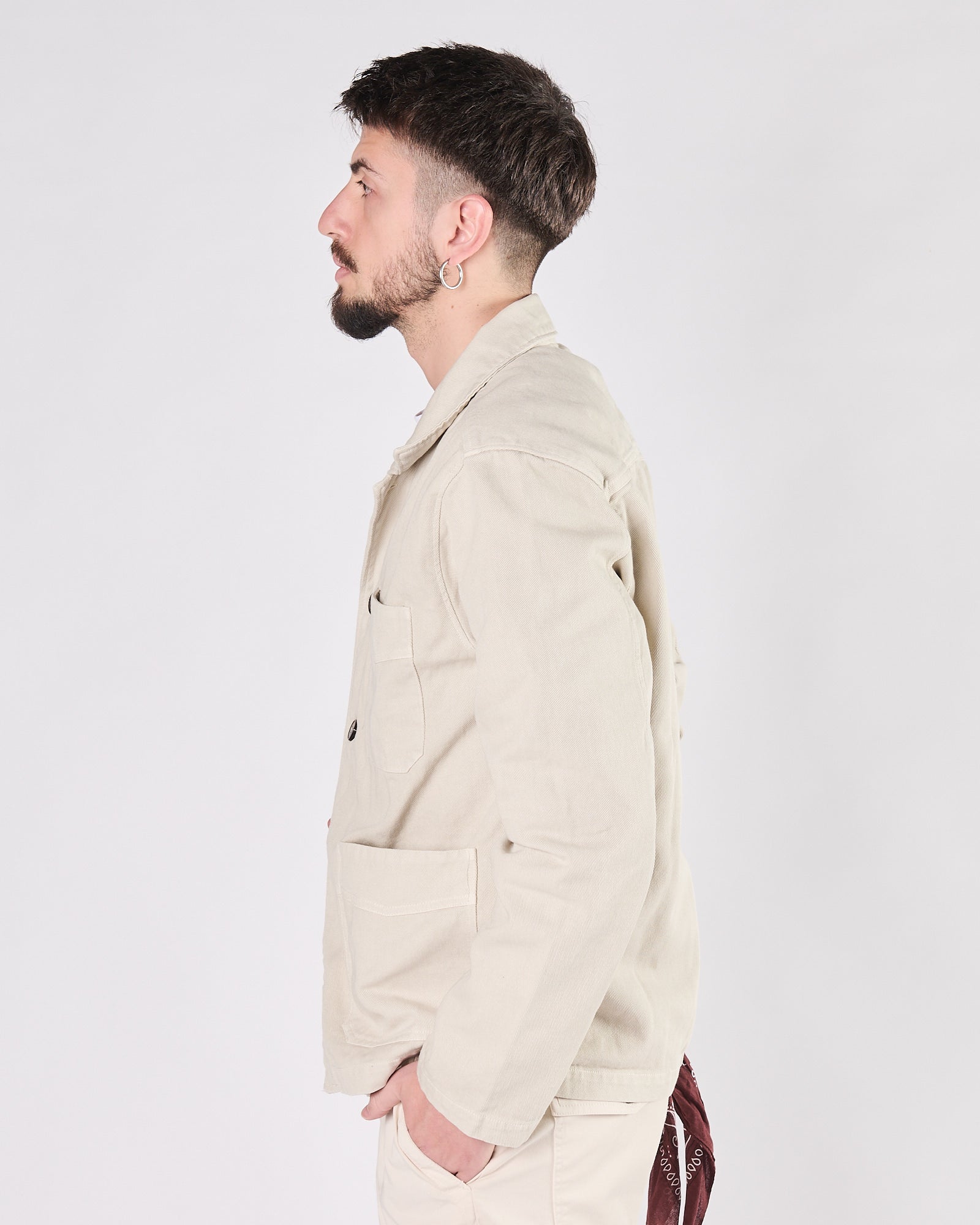 Giacca camicia Aimé in cotone beige