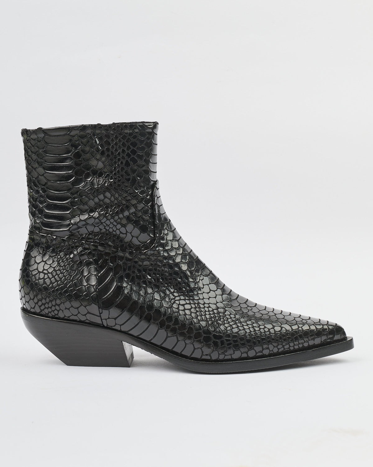 Texano Elena Iachi in pelle stampato pitonato nero
