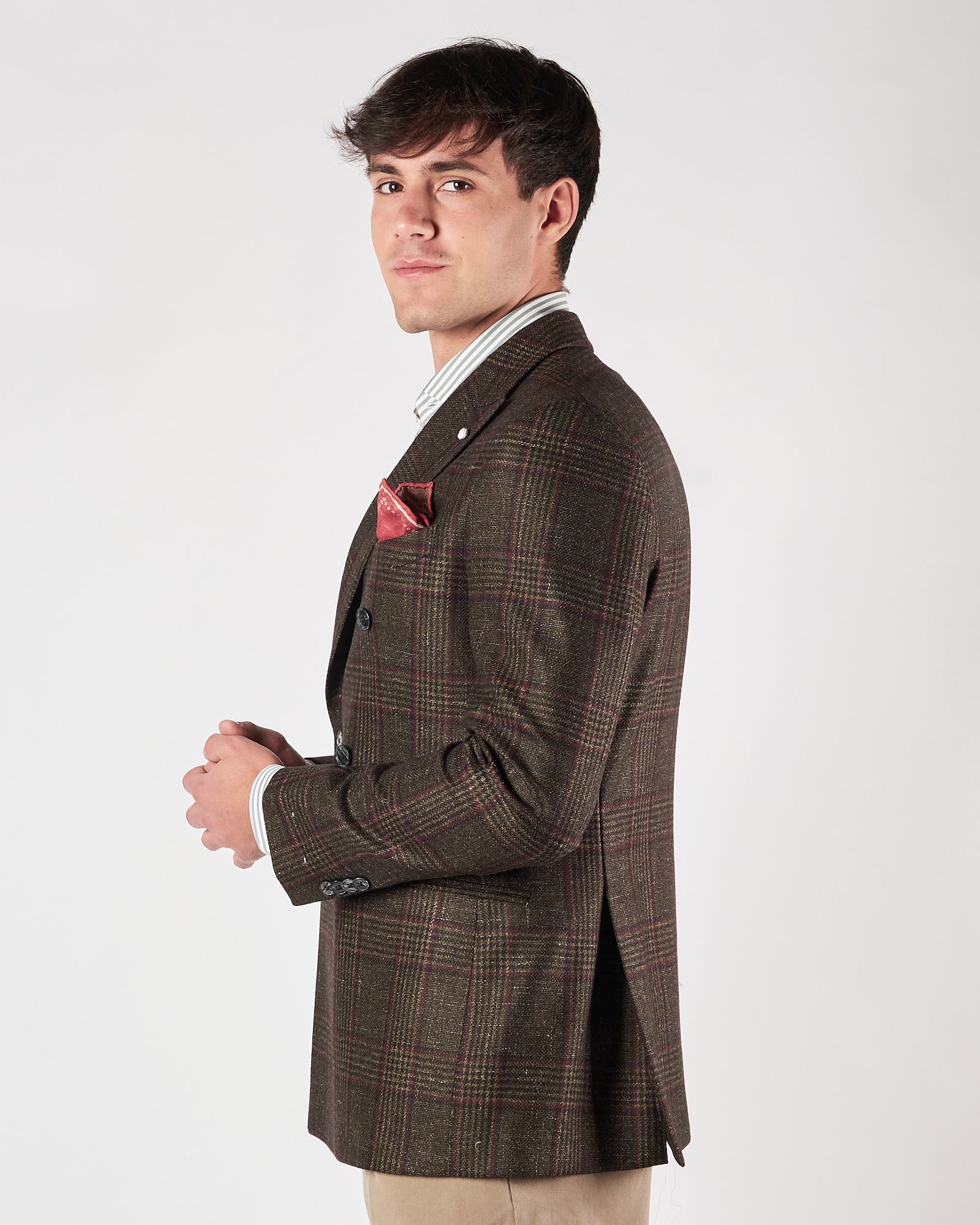 Giacca Luigi Bianchi doppio petto fantasia quadri