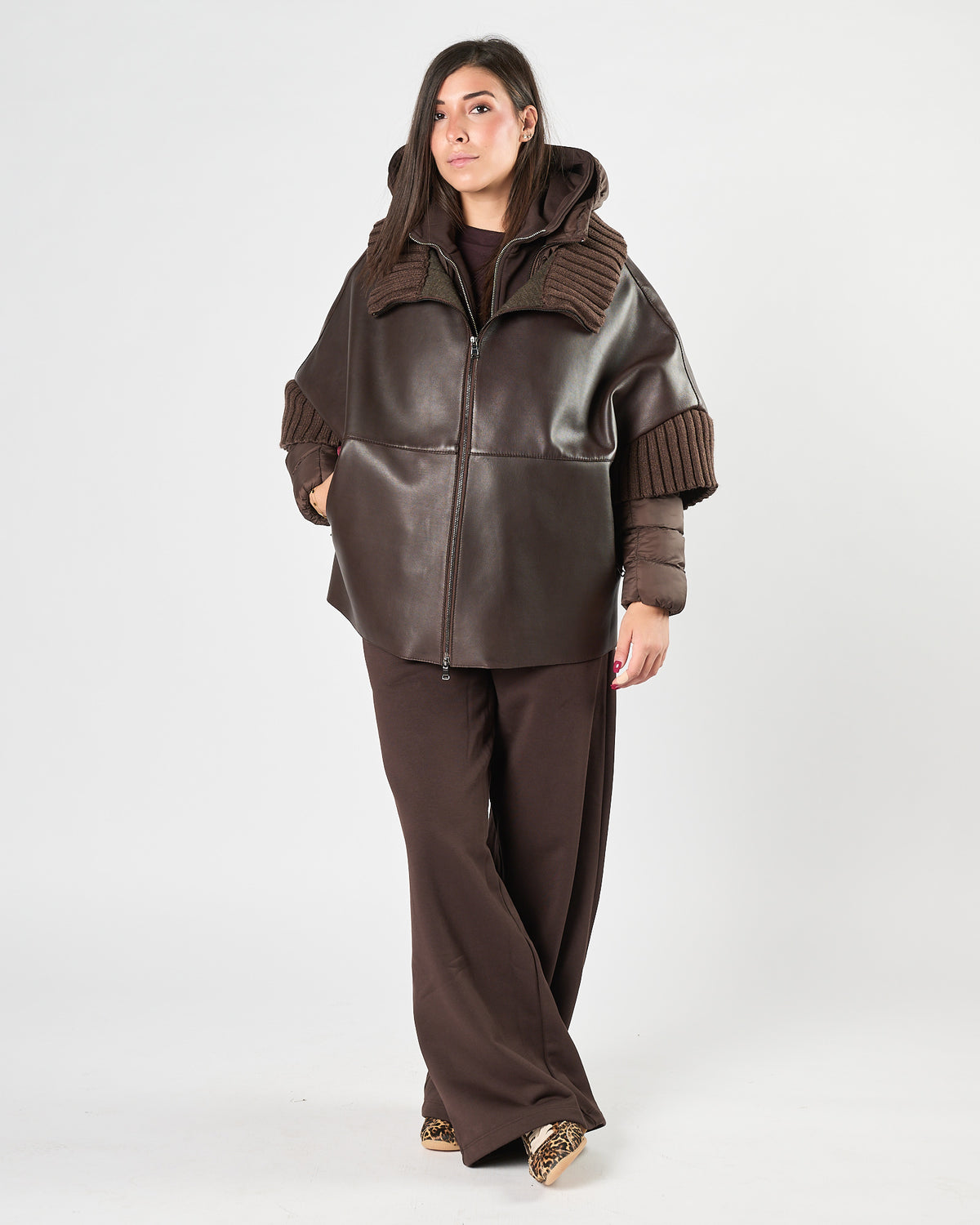 Giaccone A|STORE doppio in pelle moka