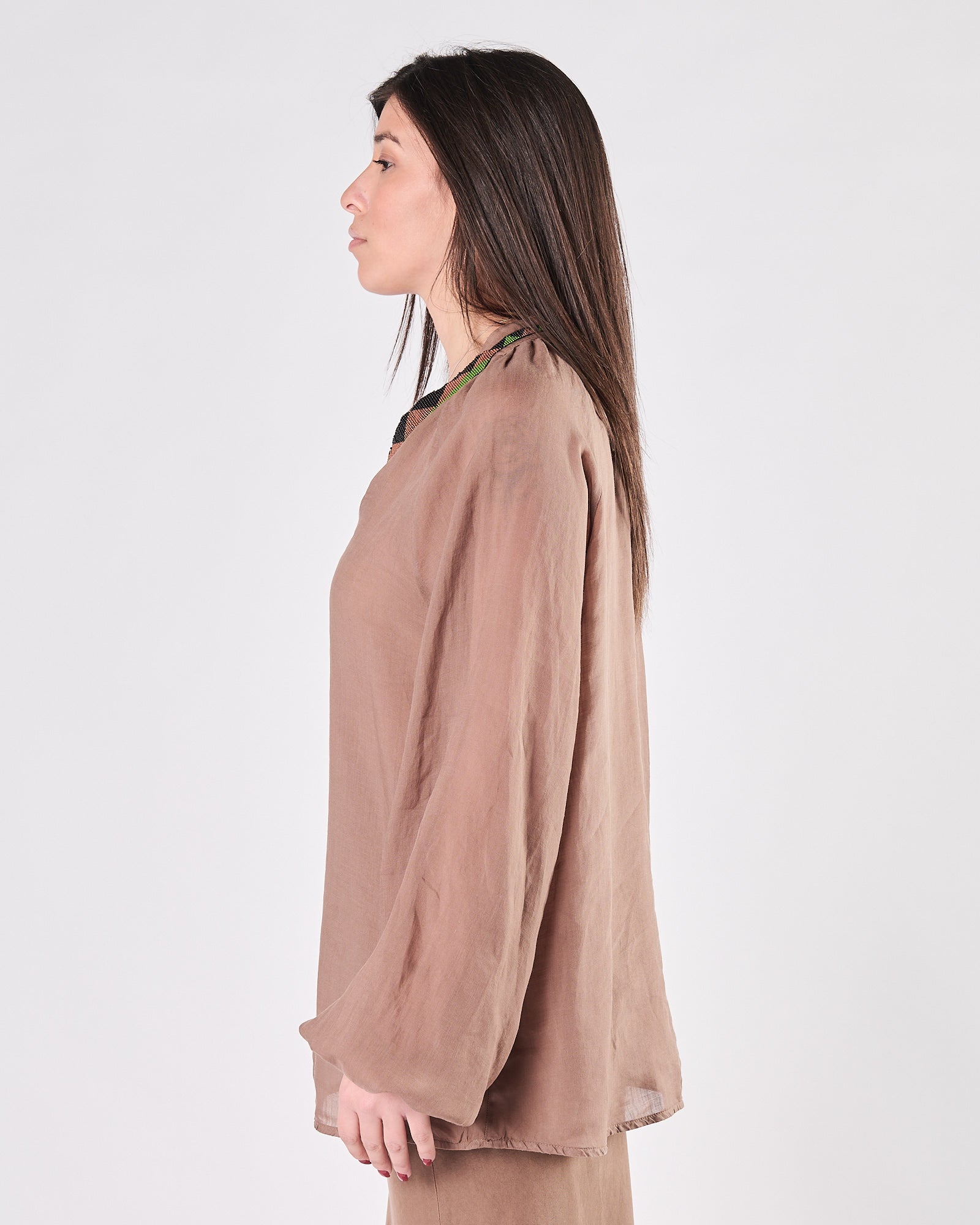 Camicia Bazar Deluxe con applicazione nocciola
