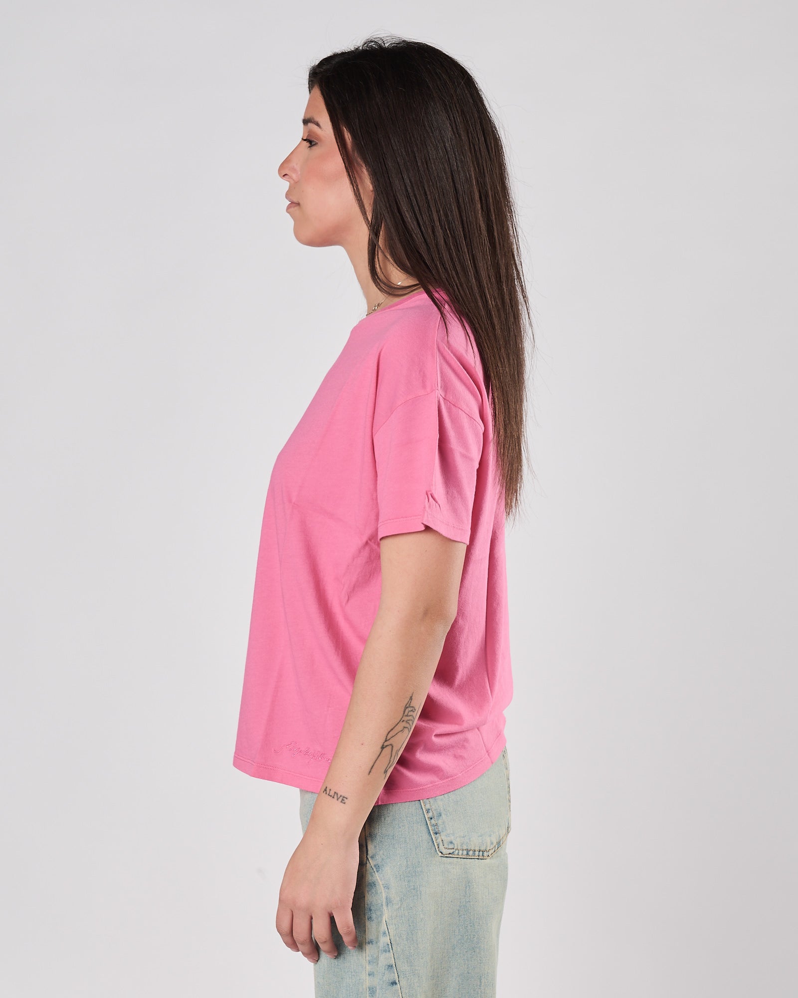 T-shirt Majestic girocollo candy pink