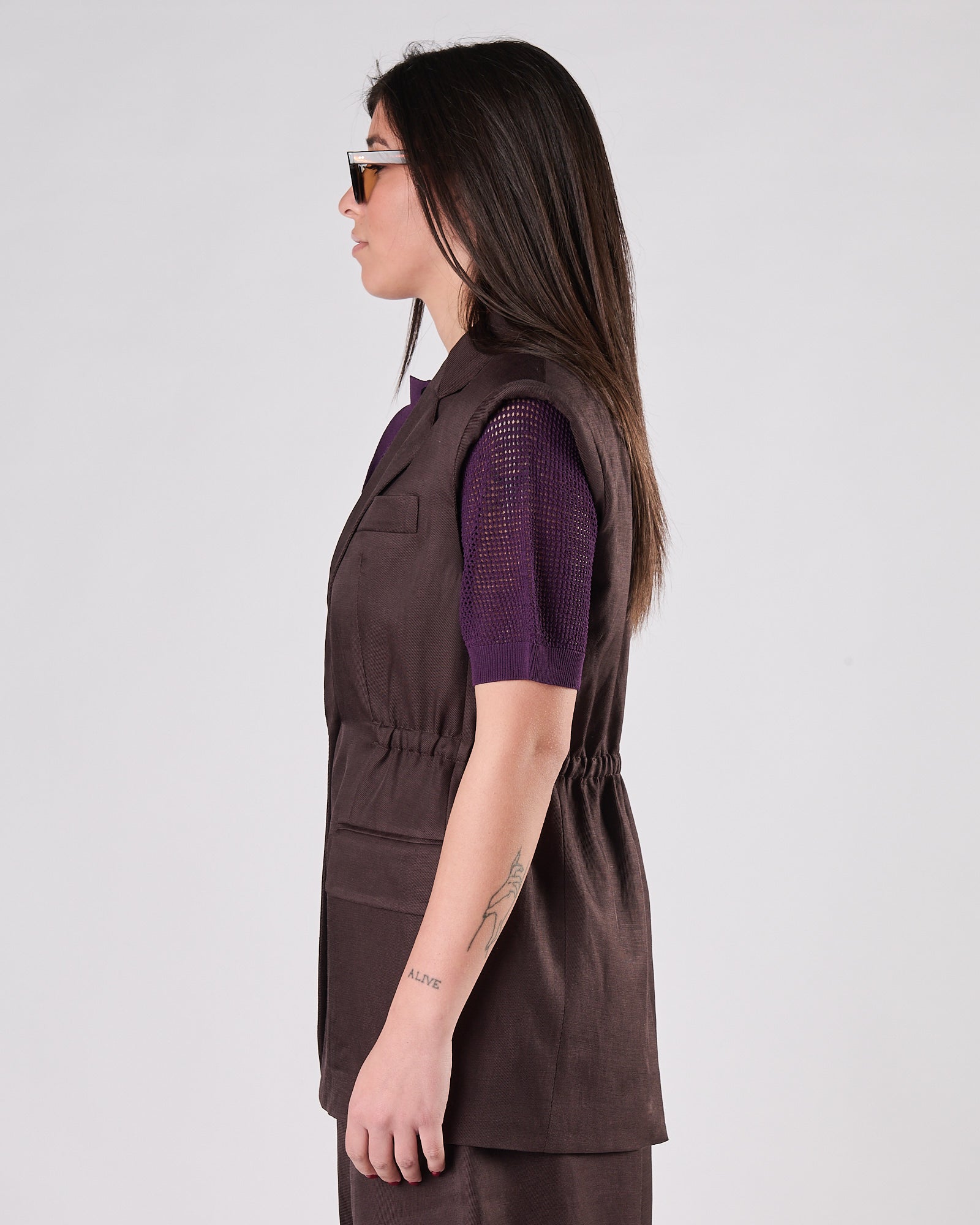 Gilet Tela9 elastico in vita moro