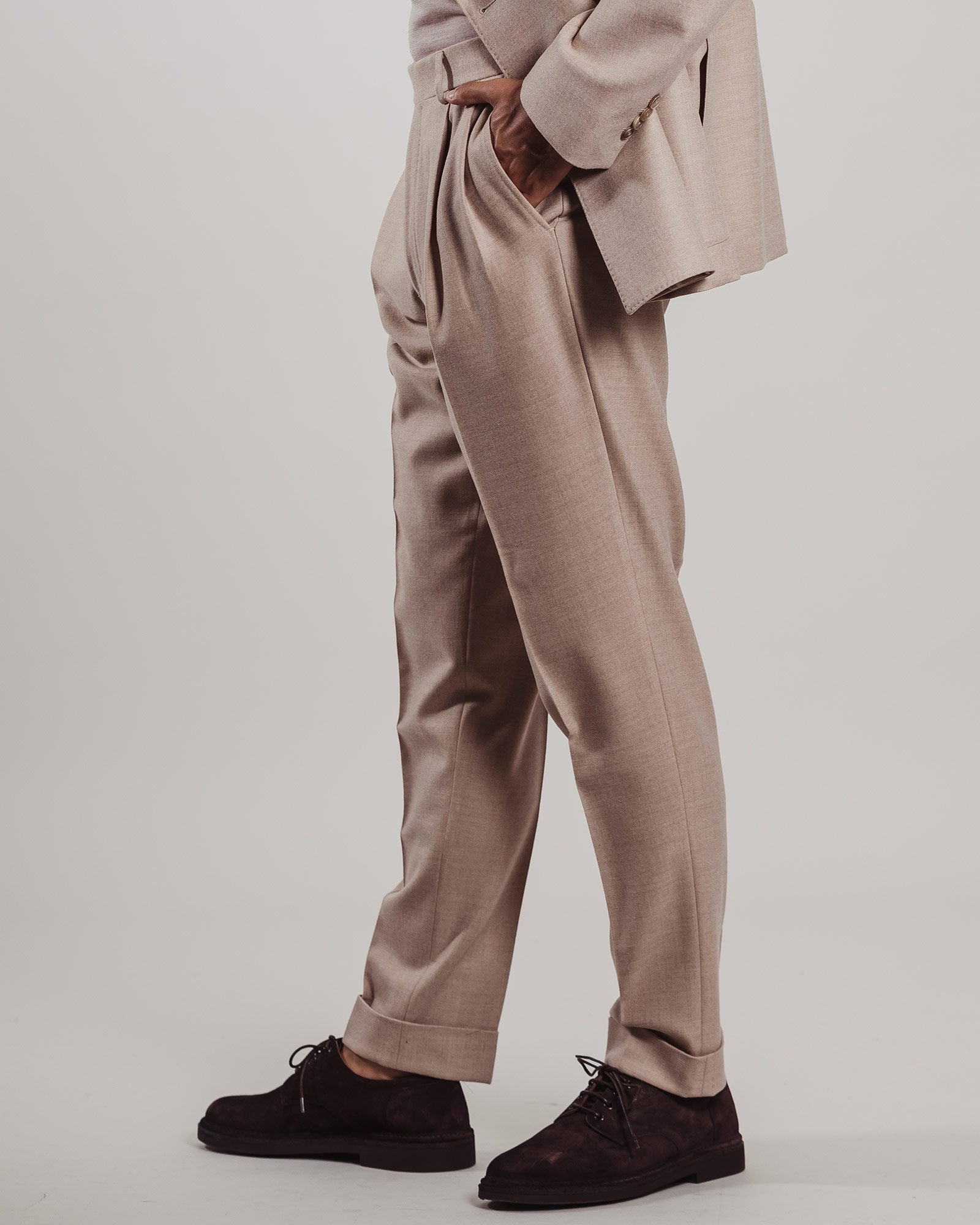 Pantalone Luigi Bianchi doopia pence beige