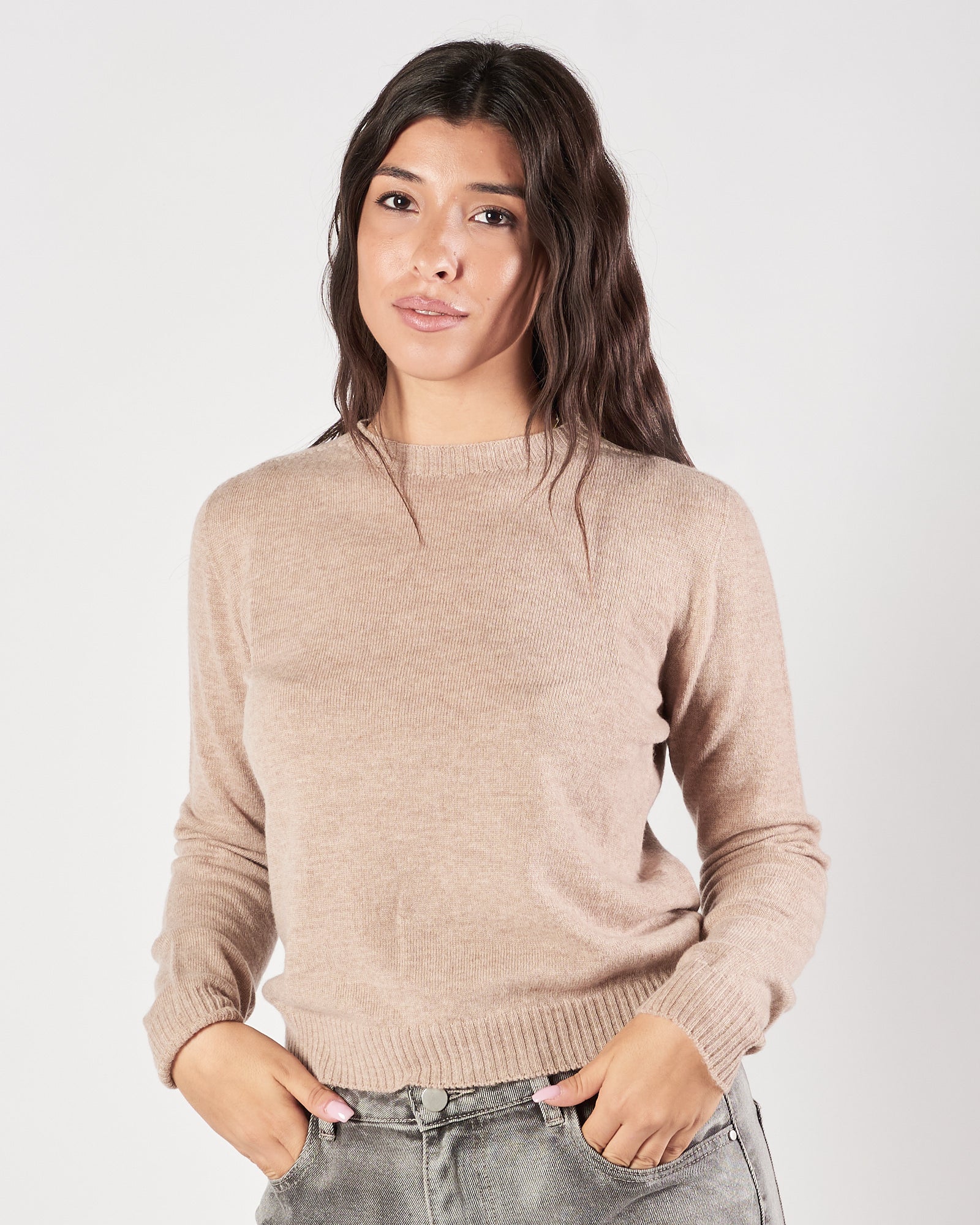 Maglia A|STORE girocollo beige