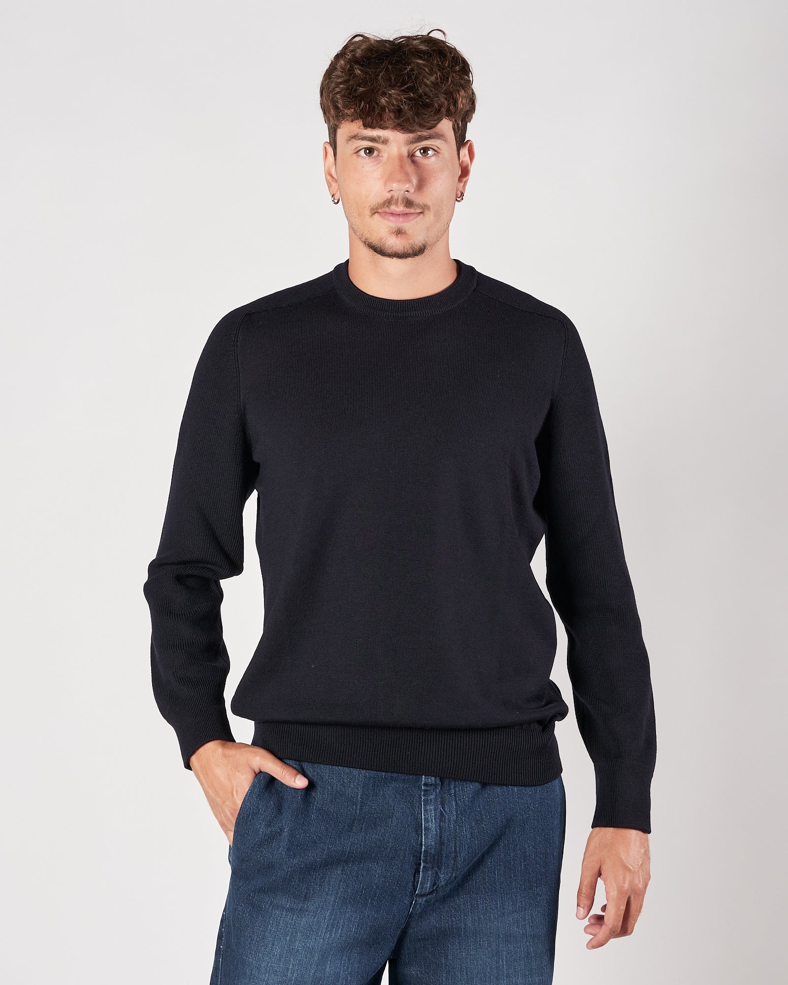 Maglia A|STORE girocollo Rain Wool blu