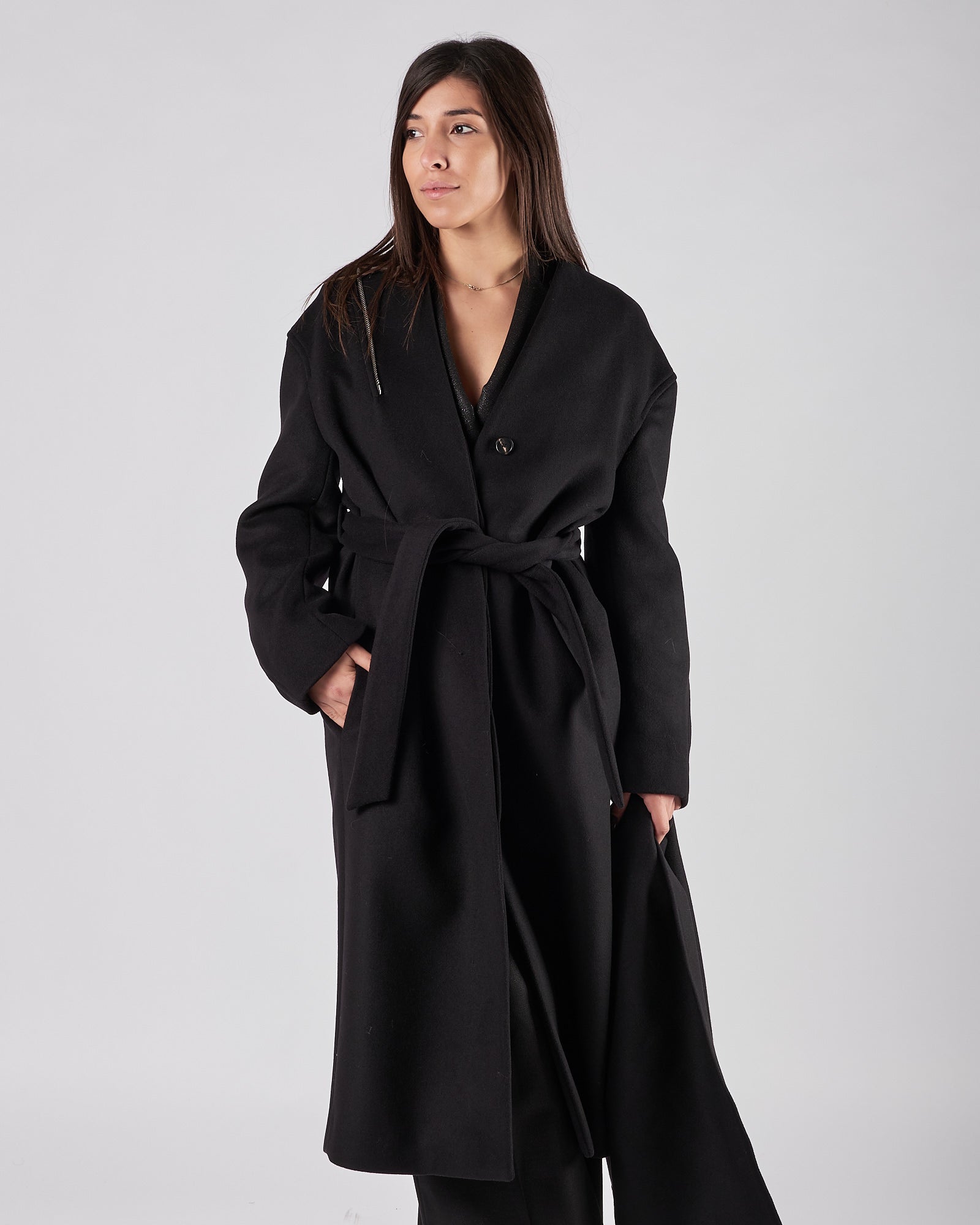 Cappotto Tela9  con mantella nero