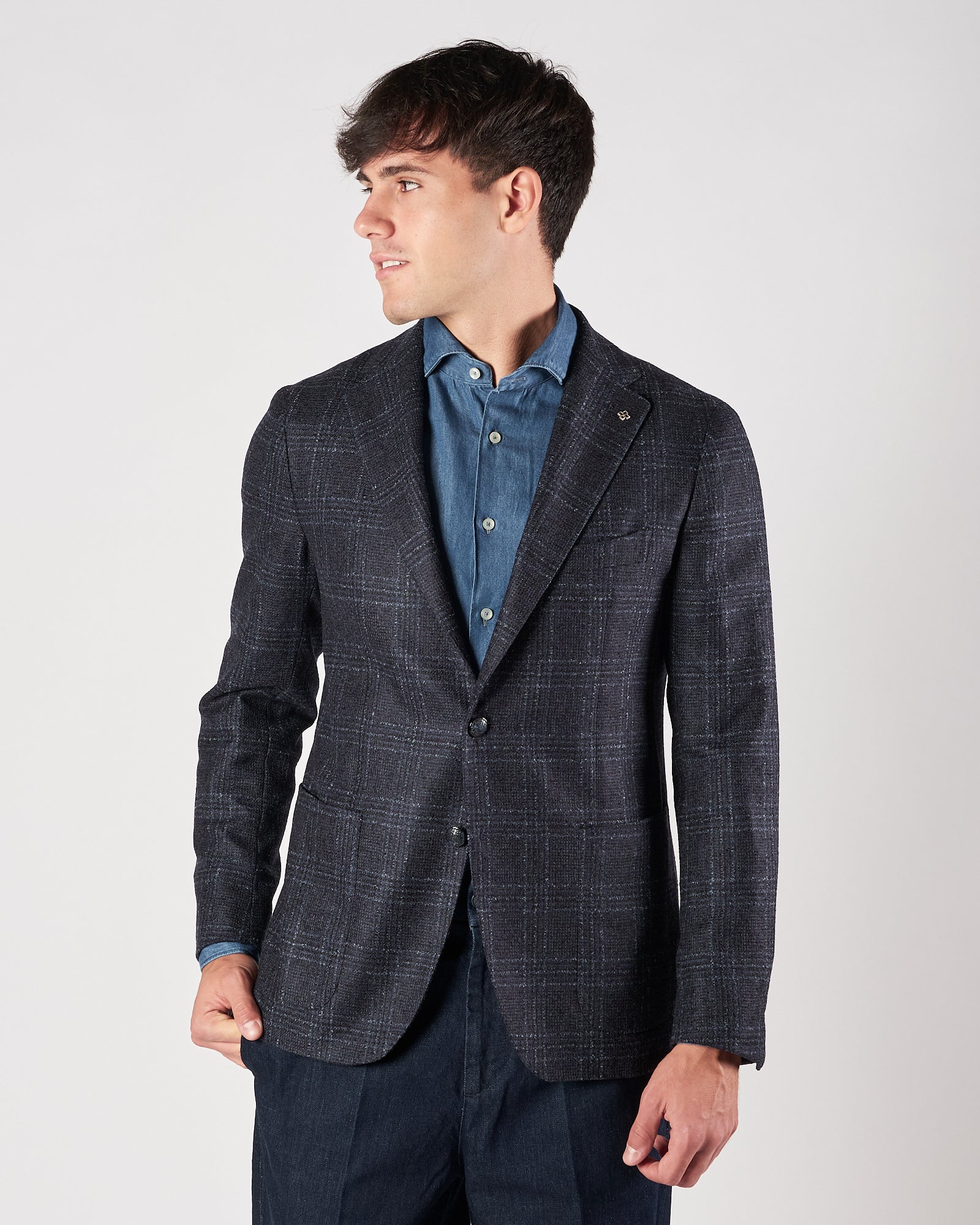 Giacca Tagliatore petto a quadri blu