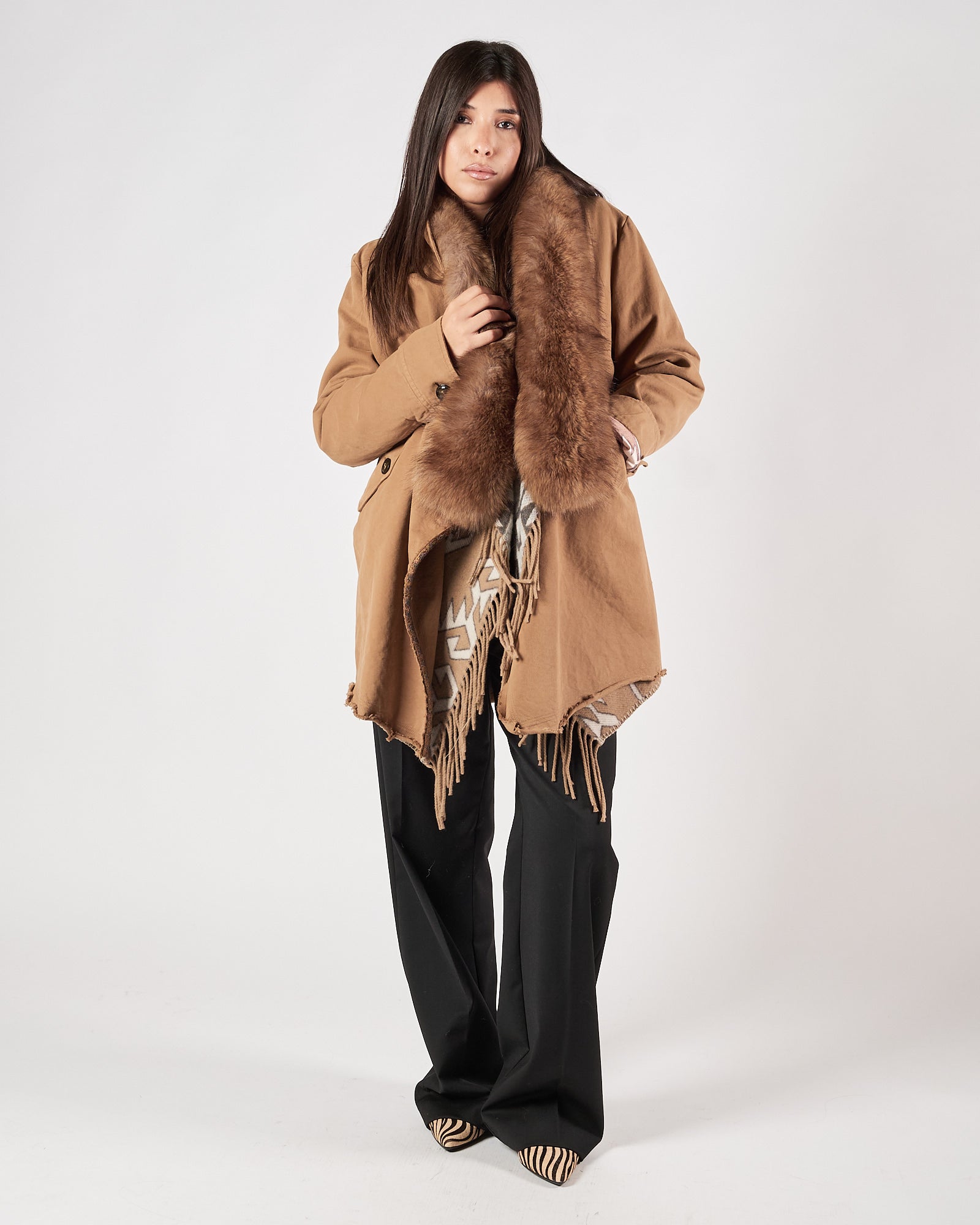 Parka Bazar Deluxe con pelliccia beige