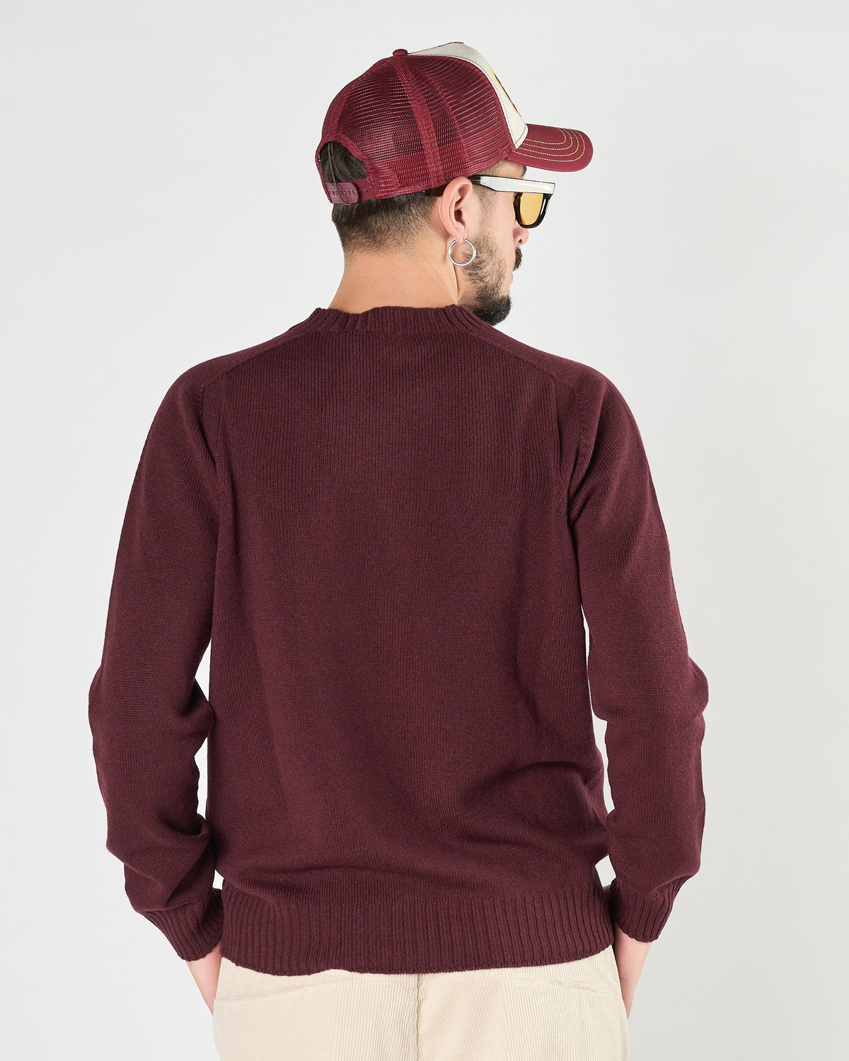 Maglia A|STORE girocollo in lana bordeaux
