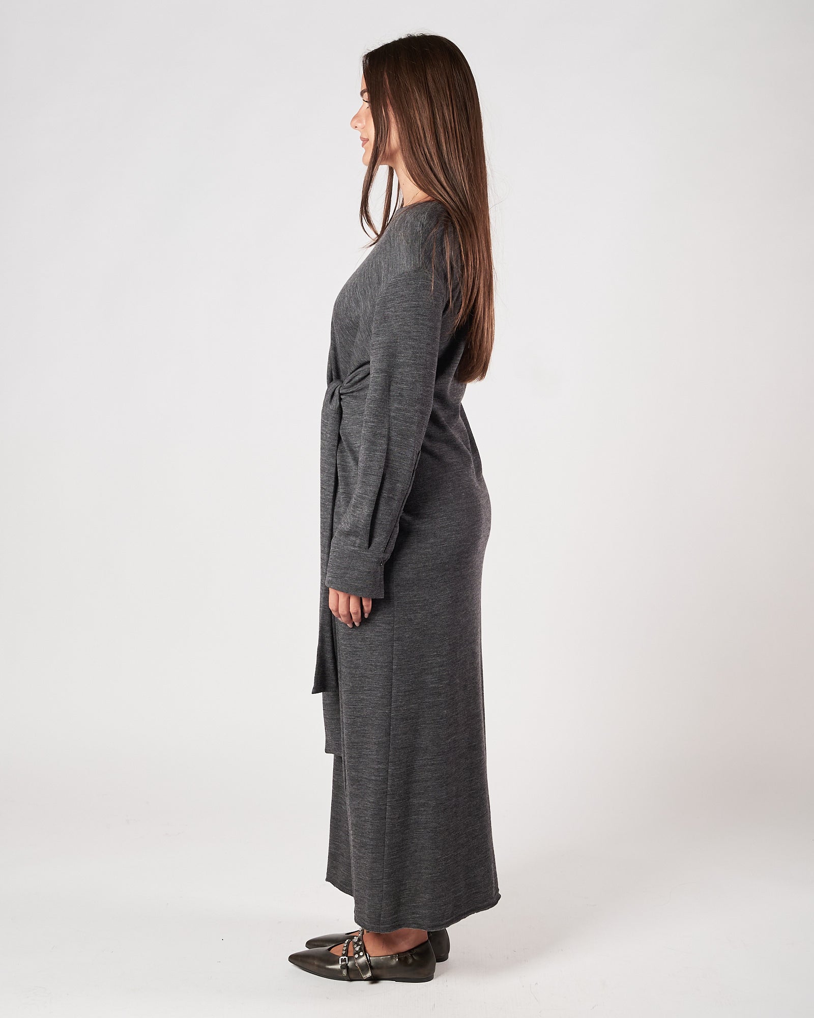 Abito Tela9 lungo in jersey grigio