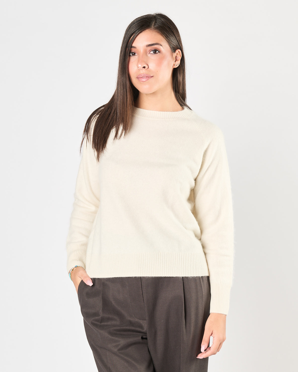 Maglia Since're Paris lana e cashmere girocollo cream