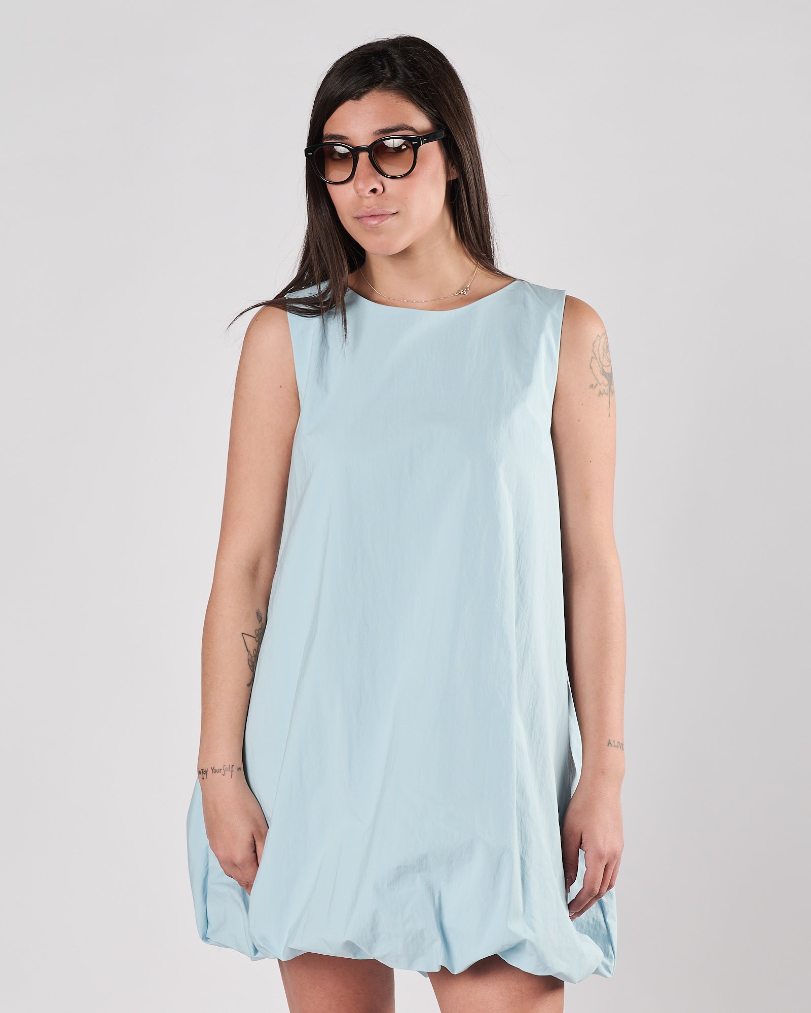 Abito Eleh corto in popeline celeste