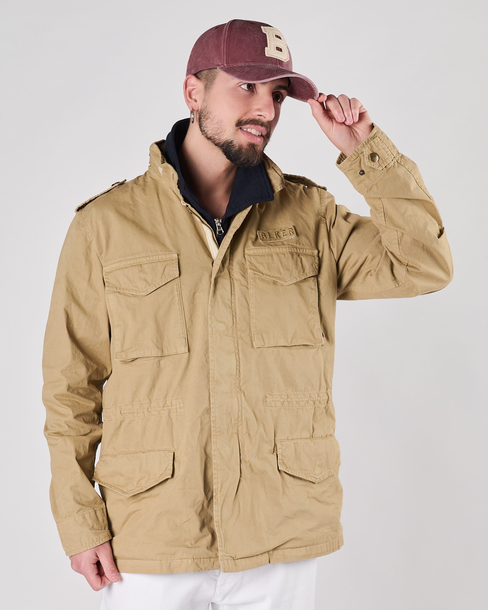 Giacchetto Bl'ker field jacket in cotone sand