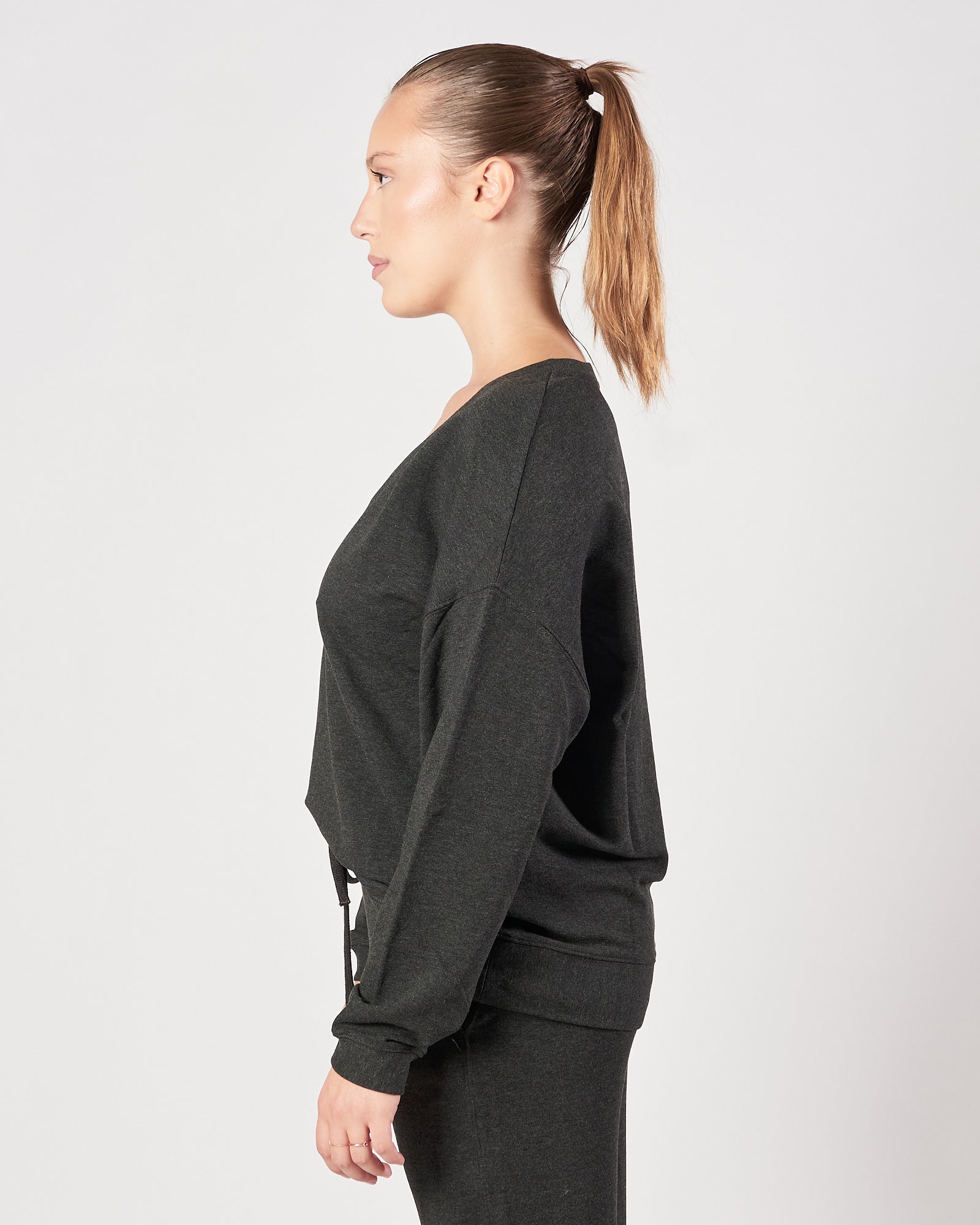 Felpa Majestic scollo v antracite