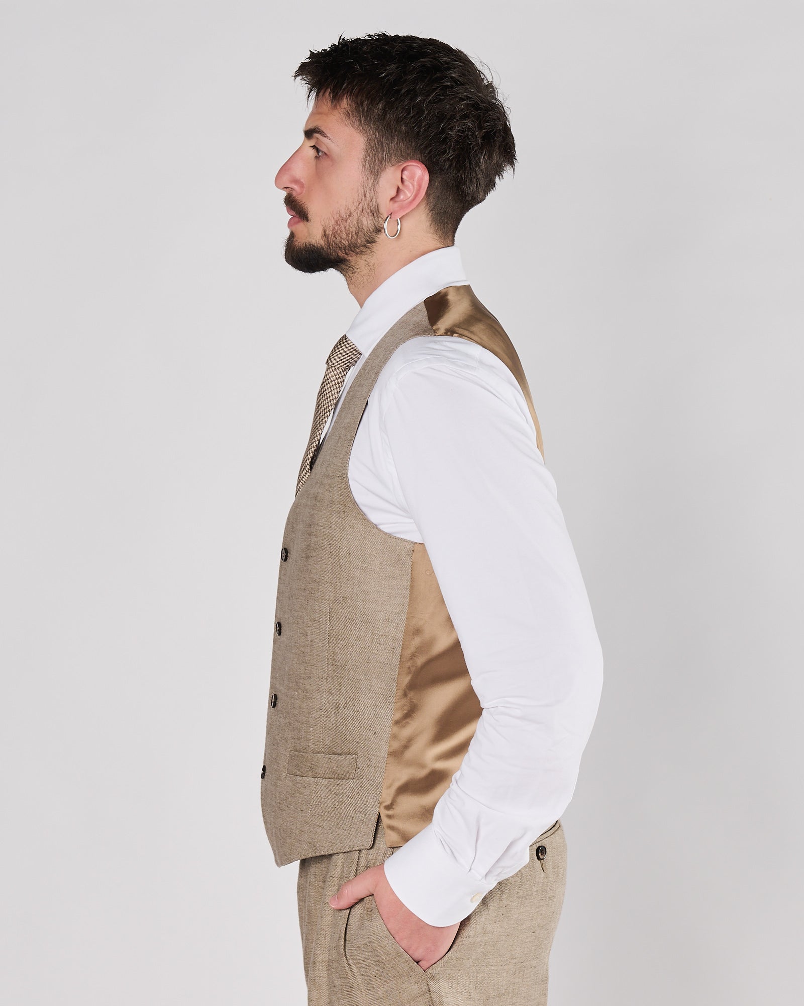 Gilet Lbm1911 in lino color cachimire