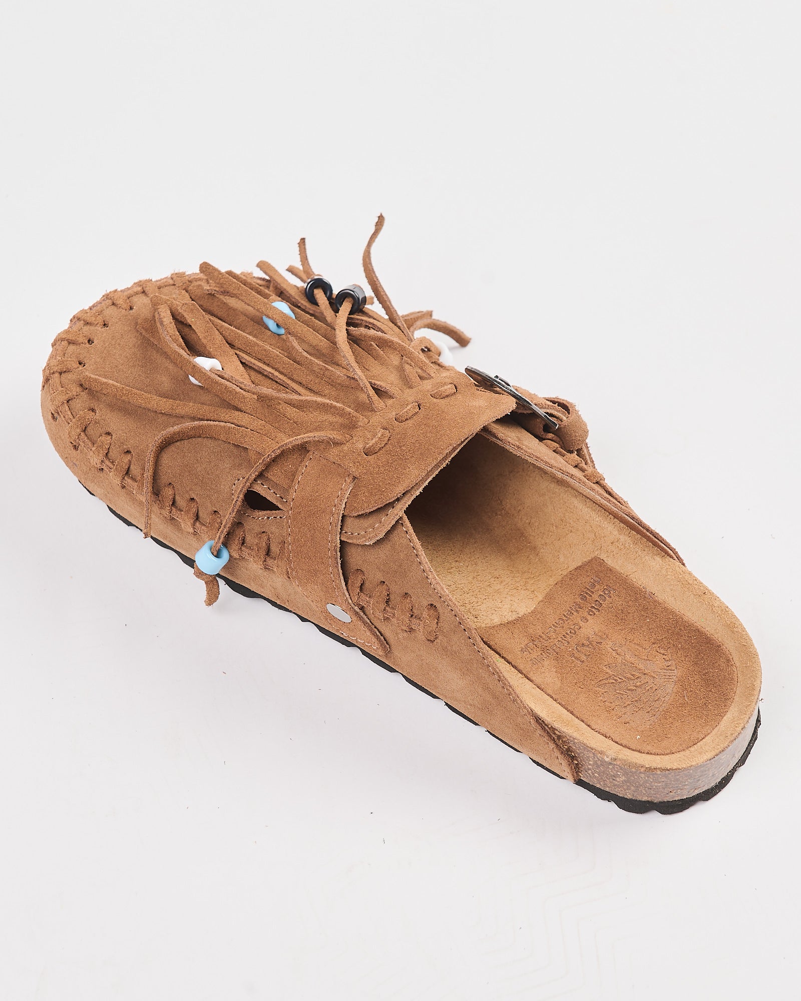 Ciabatta Taji con frange in suede roble