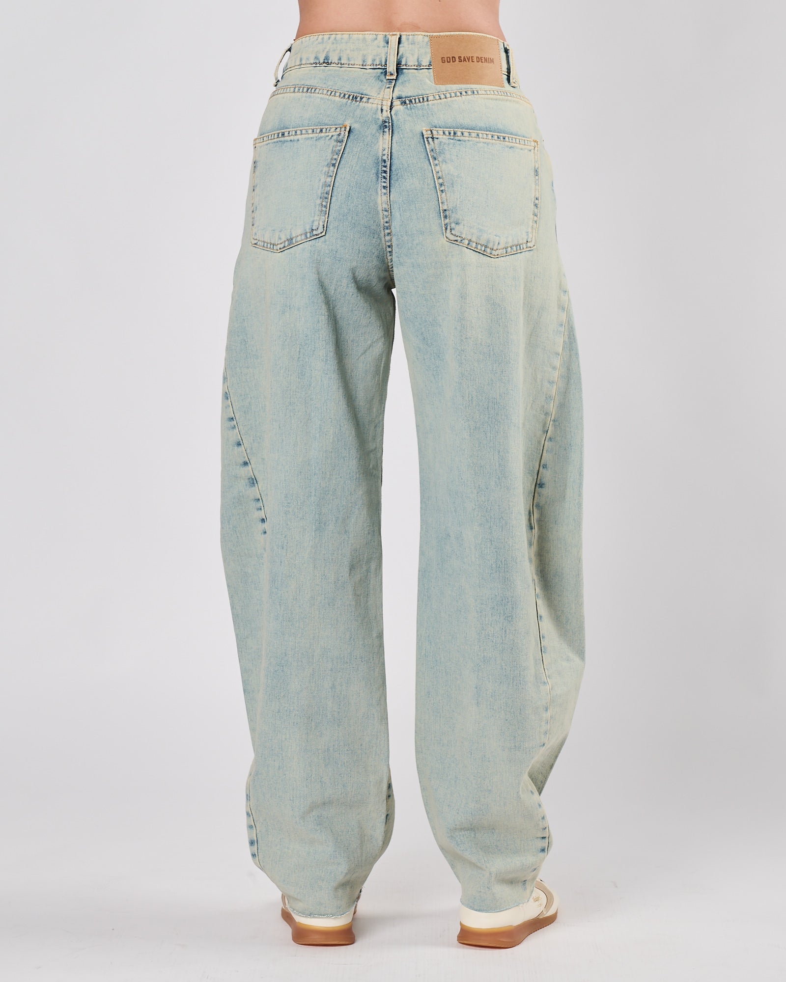 Jeans God Save Denim ballon lavato chiaro beige
