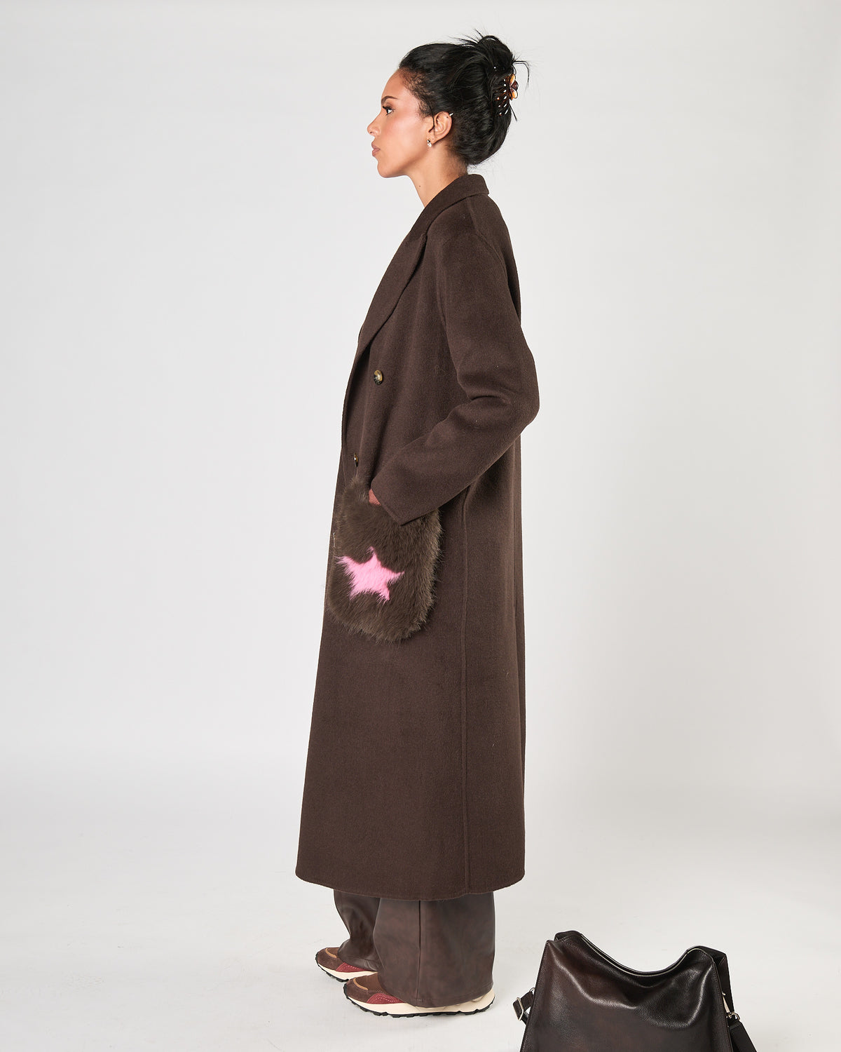 Cappotto Since're Paris marrone tasche fantasia
