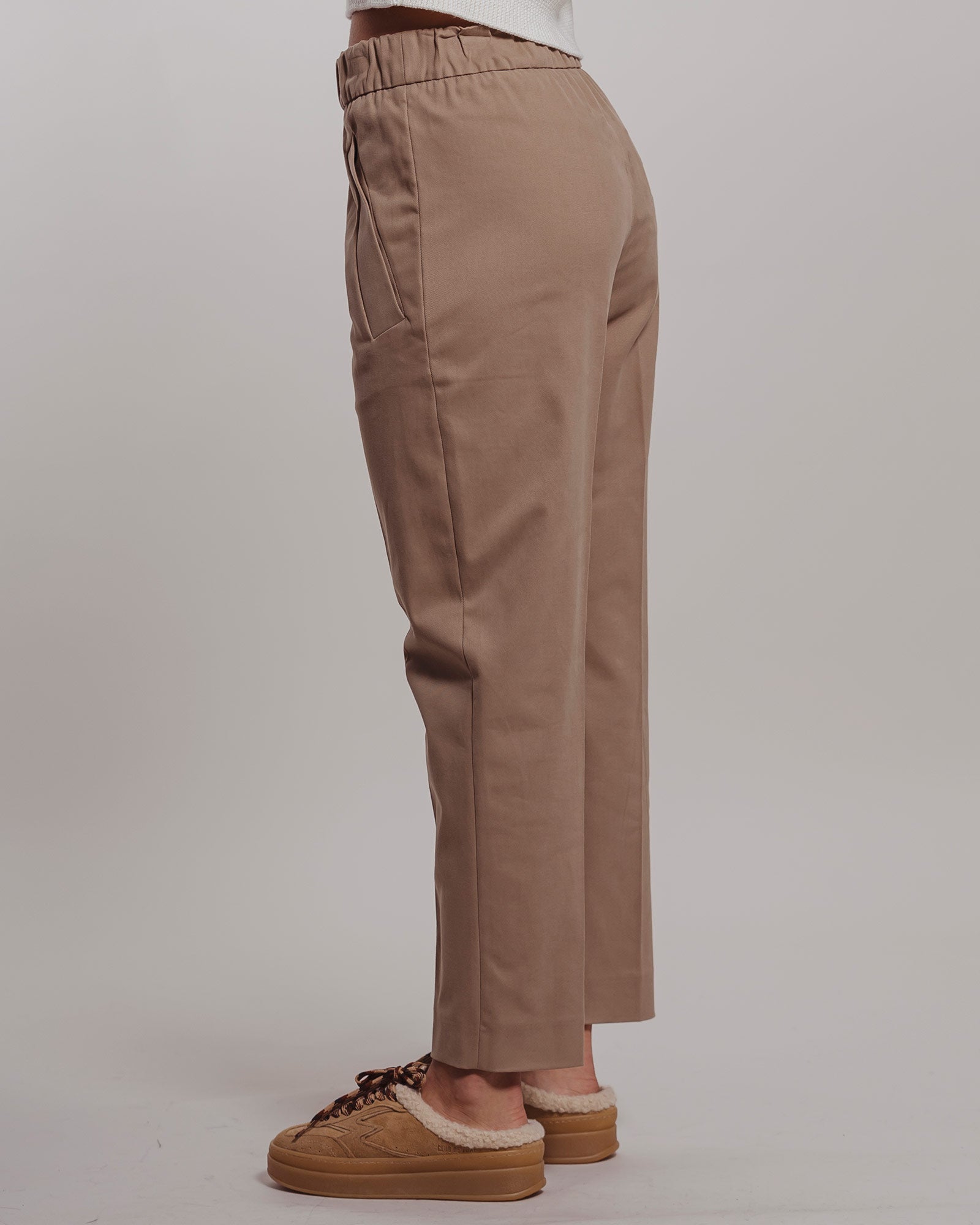 Pantalone Tela con elastico in vita beige