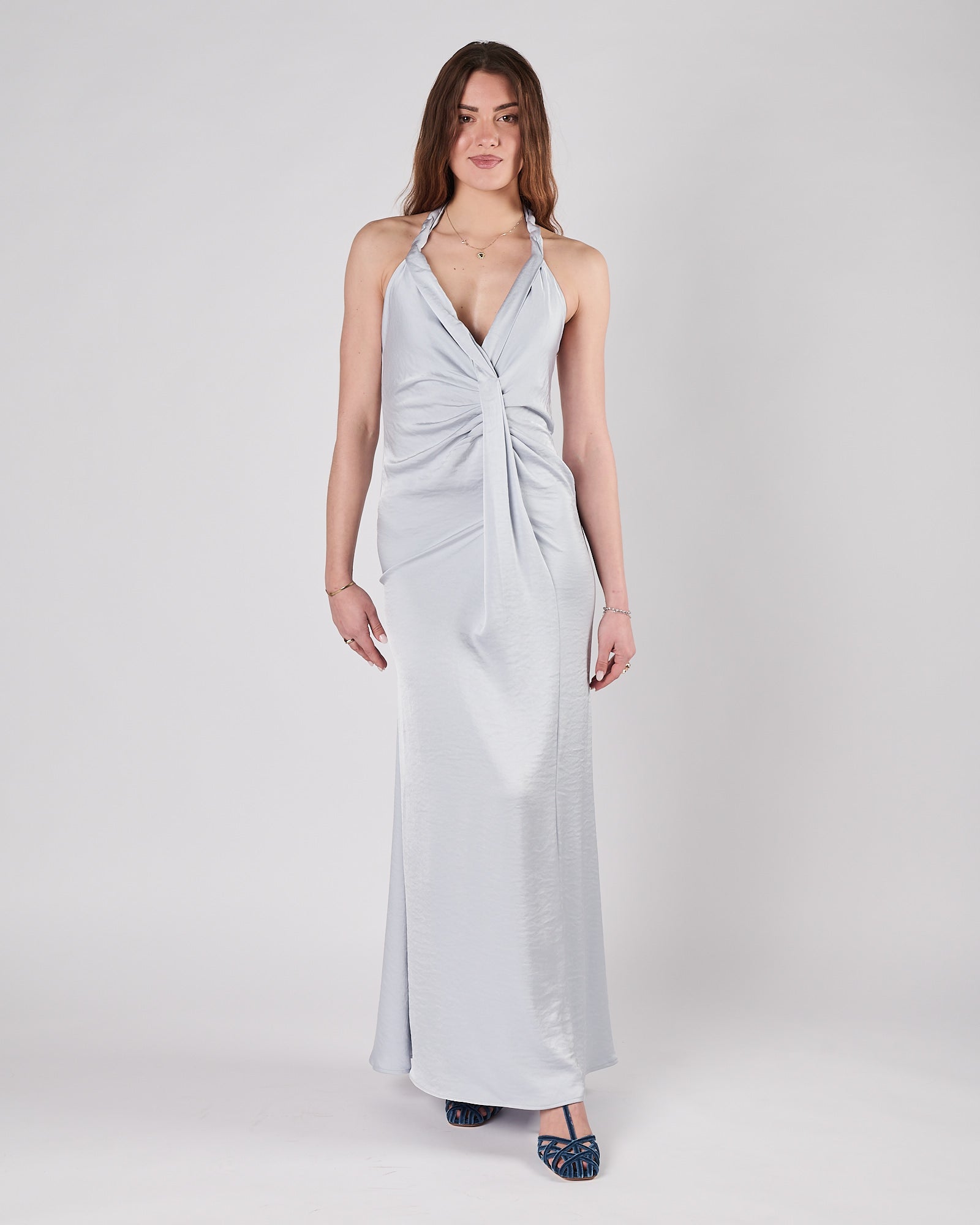 Abito Eleh lungo scivolato celeste