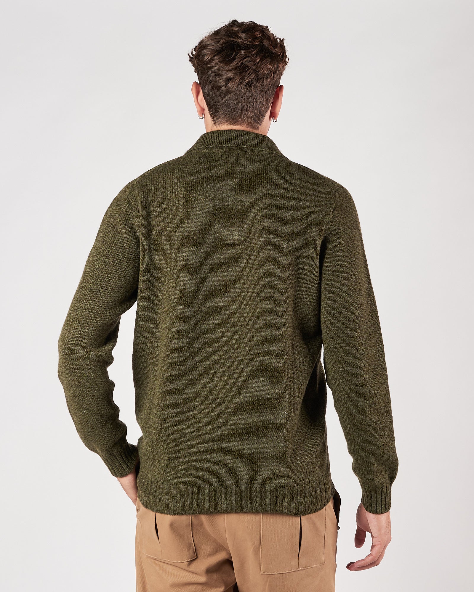 Polo A|STORE in lana senza bottoni verde oliva