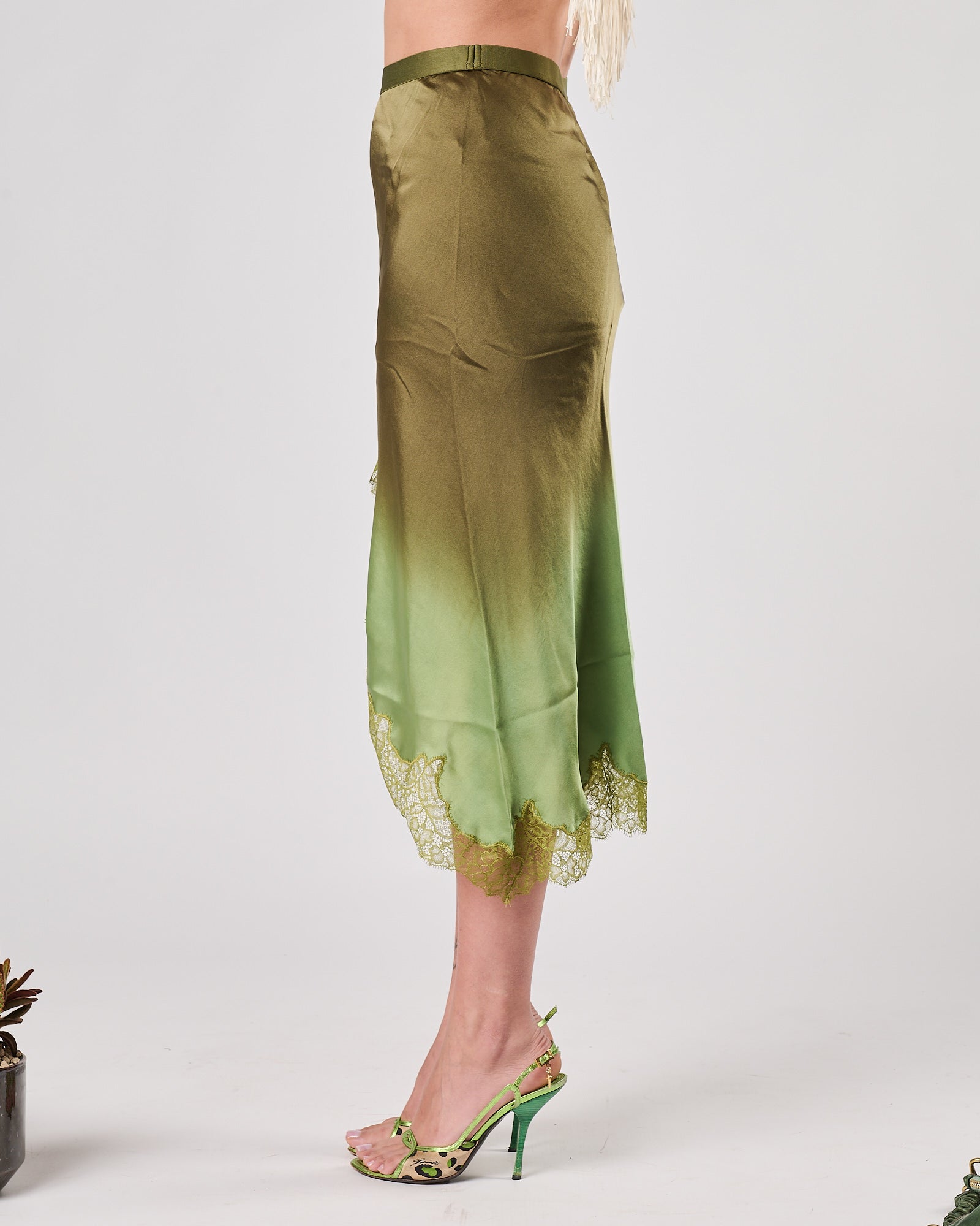 Gonna Mes Demoiselles sfumata verde con pizzo