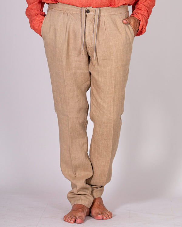 Pantalone cammello in lino