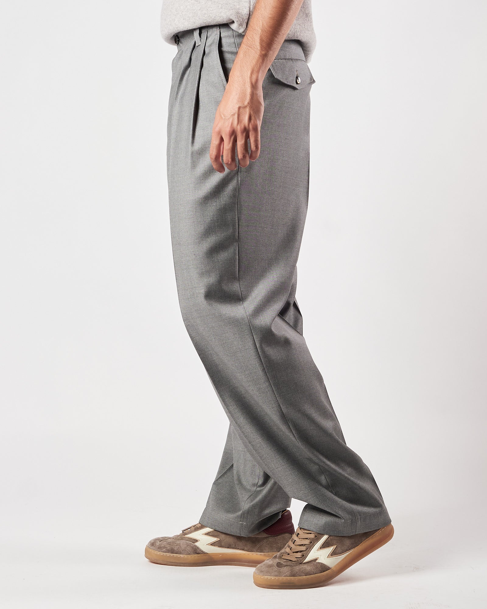 Pantalone Lbm19111 doppia pence largo grigio